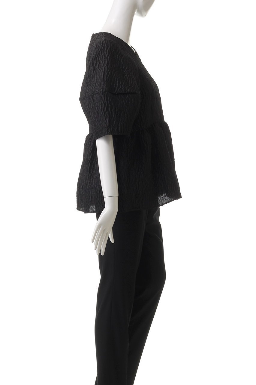 【エムフィル/M Fil】のフクレ ウェーブジャカード Vネックペプラムブラウス 人気、トレンドファッション・服の通販 founy(ファニー) 　ファッション　Fashion　レディースファッション　Fashion for Women　トップス・カットソー　Cut & Sew Tops　シャツ・ブラウス・オフィスカジュアル　Elegant Blouses & Button-Ups　Vネックトップス　V-Neck Tops / V-Cut Neckline Shirts　ウェーブ　Wavy Pattern　ショート　Short, Short Length　ジャカード／ジャガード　Jacquard, Woven Pattern　スリーブ　Sleeve, Long Sleeve / Short Sleeve　ペプラム　Peplum, Flared Hem　other-3|ID: prp329100004408532 ipo3291000000032860982