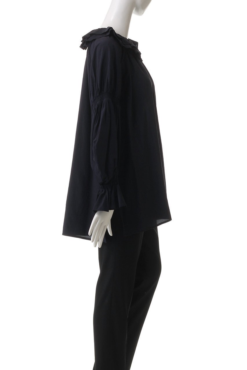 【ランバン オン ブルー/LANVIN en Bleu】のトリアセローンフリルギャザーブラウス 人気、トレンドファッション・服の通販 founy(ファニー) 　ファッション　Fashion　レディースファッション　Fashion for Women　トップス・カットソー　Cut & Sew Tops　シャツ・ブラウス・オフィスカジュアル　Elegant Blouses & Button-Ups　ギャザー　Gathered, Ruffled　コンシャス　Conscious, Bodycon　シャーリング　Shirring, Ruched　シルク　Silk, 100% Silk　スリーブ　Sleeve, Long Sleeve / Short Sleeve　ティアード　Tiered, Tiered Style　デニム　Denim, Jeans Material　フリル　Frill, Ruffle　リボン　Ribbon, Bow　ロング　Long, Long-Length　other-3|ID: prp329100004408552 ipo3291000000032860790