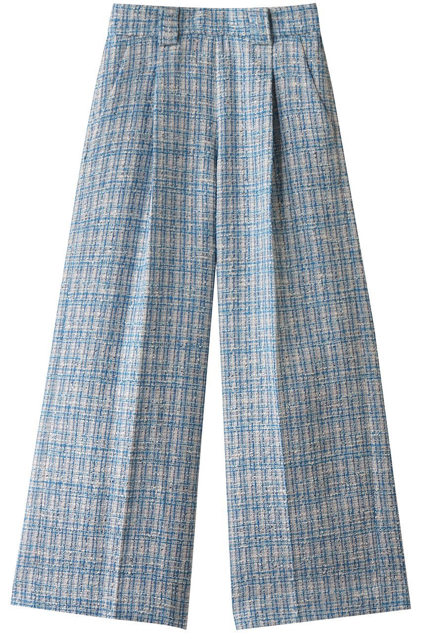 【ランバン オン ブルー/LANVIN en Bleu】のツィードタックパンツ インテリア・キッズ・メンズ・レディースファッション・服の通販 founy(ファニー) 　ファッション　Fashion　レディースファッション　Fashion for Women　パンツ　Pants & Trousers　チェック　Check, Plaid, Tartan　ツイード／ツィード　Choker, Choker Necklace　ツイード　Twill, Twill Weave　ミックス　Mix, Mixed Style　ワイド　Wide, Wide Fit　別注　Limited Edition, Custom Order　春　Spring　サックス|ID: prp329100004408553 ipo3291000000032915268