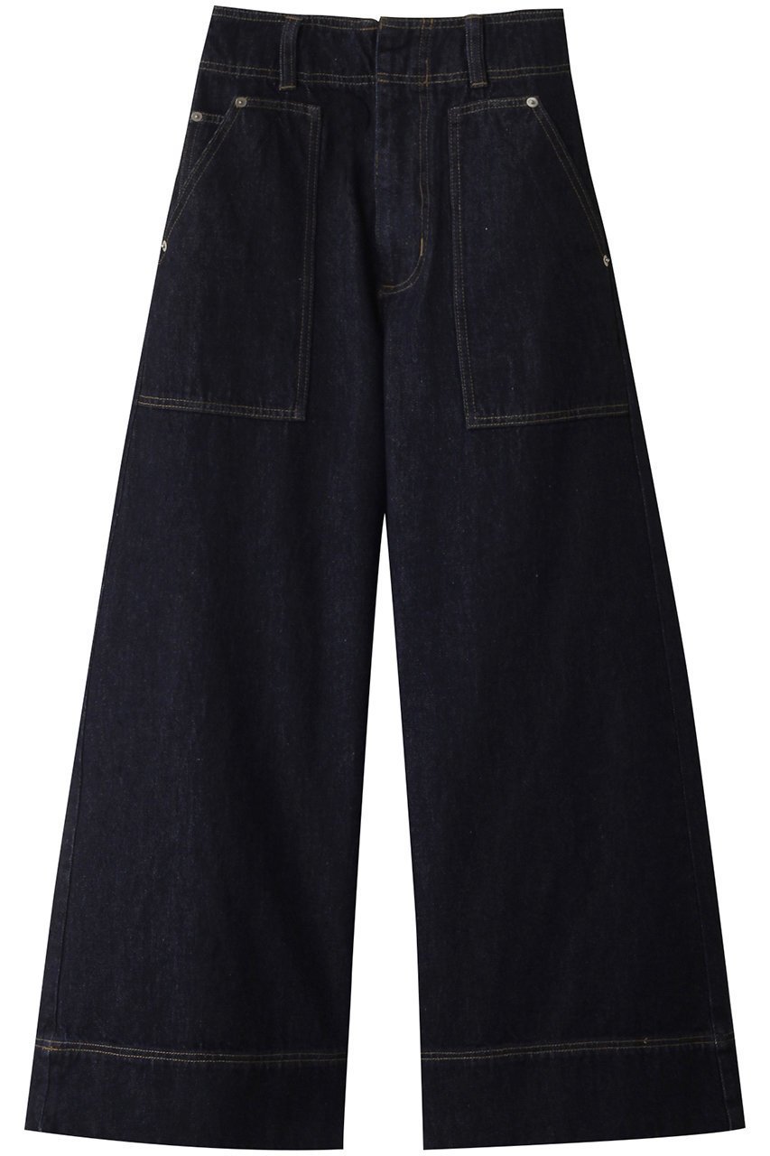 【ランバン オン ブルー/LANVIN en Bleu】のデニムバギーパンツ インテリア・キッズ・メンズ・レディースファッション・服の通販 founy(ファニー) 　ファッション　Fashion　レディースファッション　Fashion for Women　パンツ　Pants & Trousers　デニムパンツ・ジーンズ・美脚デニム　Denim Jeans & Pants　ダメージ　Distressed, Destroyed　デニム　Denim, Jeans Material　ポケット　Pocket, Pocket Detail　エレガント 上品　Elegant　ネイビー|ID: prp329100004408554 ipo3291000000032904802