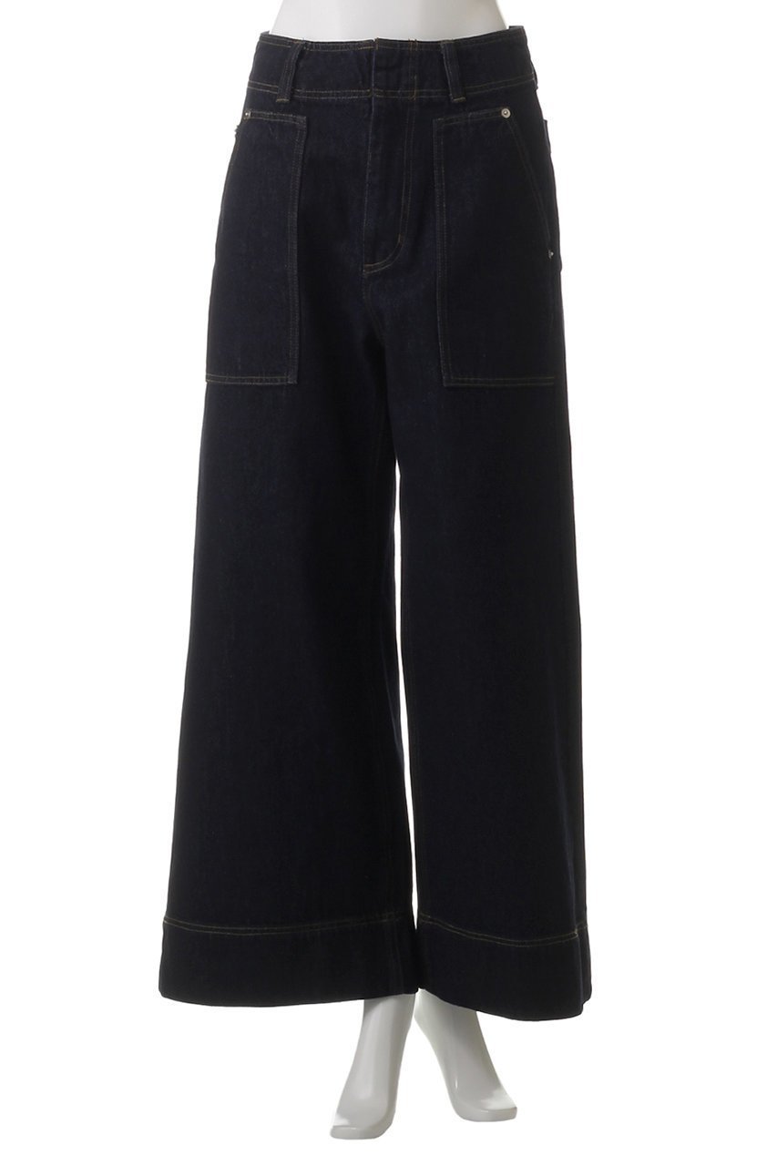 【ランバン オン ブルー/LANVIN en Bleu】のデニムバギーパンツ 人気、トレンドファッション・服の通販 founy(ファニー) 　ファッション　Fashion　レディースファッション　Fashion for Women　パンツ　Pants & Trousers　デニムパンツ・ジーンズ・美脚デニム　Denim Jeans & Pants　ダメージ　Distressed, Destroyed　デニム　Denim, Jeans Material　ポケット　Pocket, Pocket Detail　エレガント 上品　Elegant　other-2|ID: prp329100004408554 ipo3291000000032904805