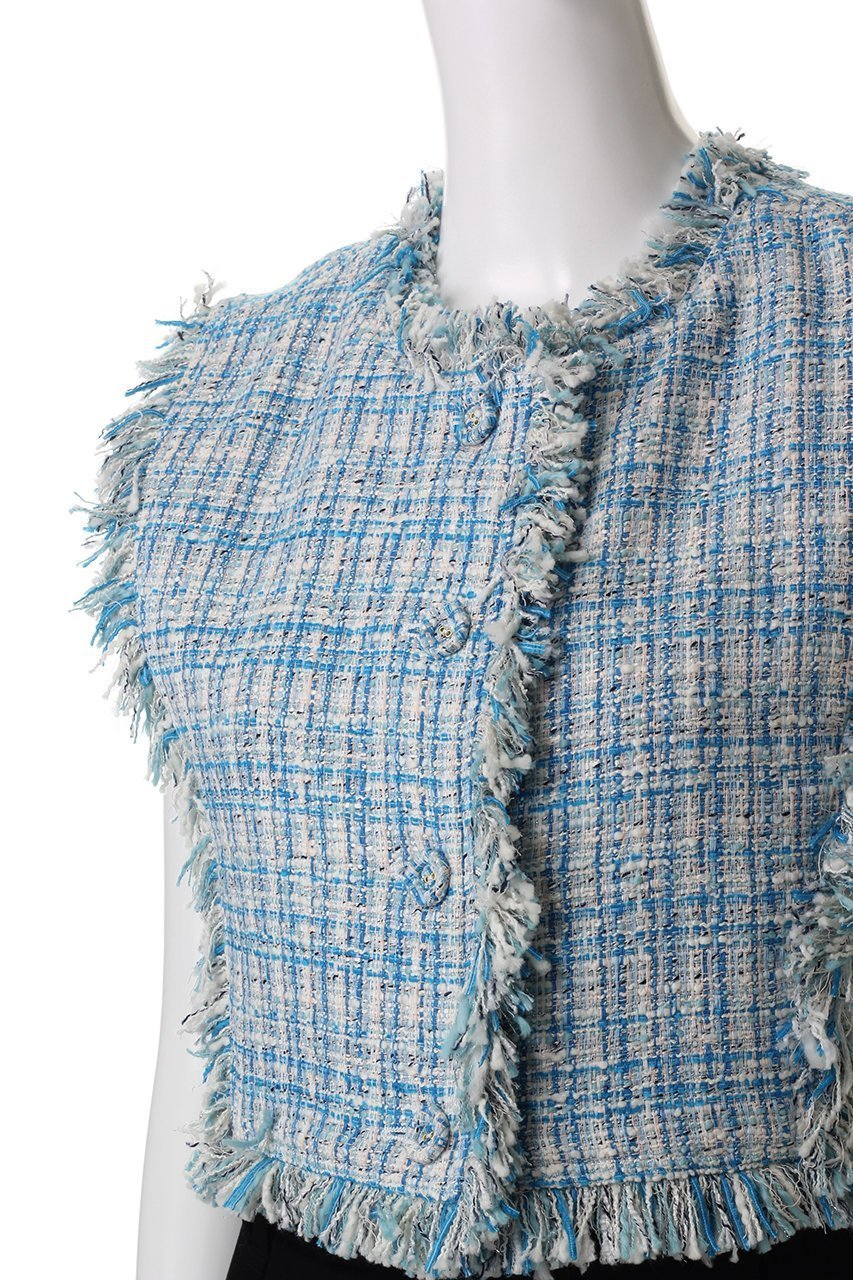 【ランバン オン ブルー/LANVIN en Bleu】のツィード2wayショートベスト 人気、トレンドファッション・服の通販 founy(ファニー) 　ファッション　Fashion　レディースファッション　Fashion for Women　アウター　Coat / Outerwear Collection　レディースジャケット・軽アウター　Jackets　ショート　Short, Short Length　ジャケット　Jacket, Outerwear　ツイード／ツィード　Choker, Choker Necklace　ツイード　Twill, Twill Weave　バランス　Balance, Style Balance　フリンジ　Fringe, Tassel　ベスト　Vest, Waistcoat　ワンポイント　One Point, Statement Accent　春　Spring　other-5|ID: prp329100004408555 ipo3291000000032962234