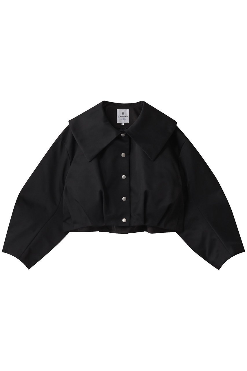 【ランバン オン ブルー/LANVIN en Bleu】のトリプルクロスメモリーサテンジャケット インテリア・キッズ・メンズ・レディースファッション・服の通販 founy(ファニー) 　ファッション　Fashion　レディースファッション　Fashion for Women　アウター　Coat / Outerwear Collection　レディースジャケット・軽アウター　Jackets　クロップド　Cropped, Short Length　ジャケット　Jacket, Outerwear　トレンド　Trend, Trending Now　ブラック|ID: prp329100004408556 ipo3291000000032962259