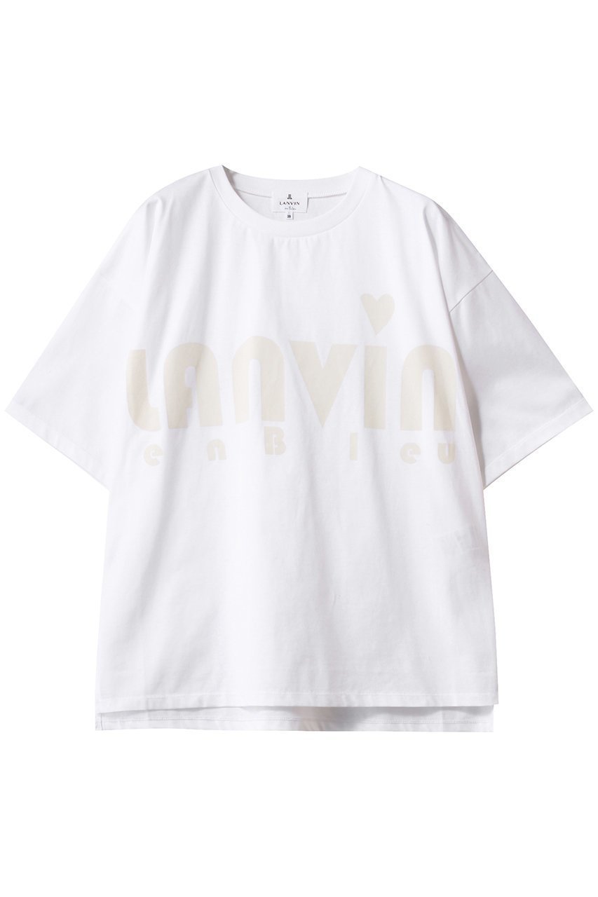 【ランバン オン ブルー/LANVIN en Bleu】のハートロゴプリントTシャツ インテリア・キッズ・メンズ・レディースファッション・服の通販 founy(ファニー) 　ファッション　Fashion　レディースファッション　WOMEN　トップス・カットソー　Tops/Tshirt　シャツ/ブラウス　Shirts/Blouses　ロング / Tシャツ　T-Shirts　カットソー　Cut and Sewn　ショート　Short　ジャケット　Jacket　スリーブ　Sleeve　デニム　Denim　ハーフ　Half　ベーシック　Basic　NEW・新作・新着・新入荷　New Arrivals　オフ|ID: prp329100004408557 ipo3291000000030790561