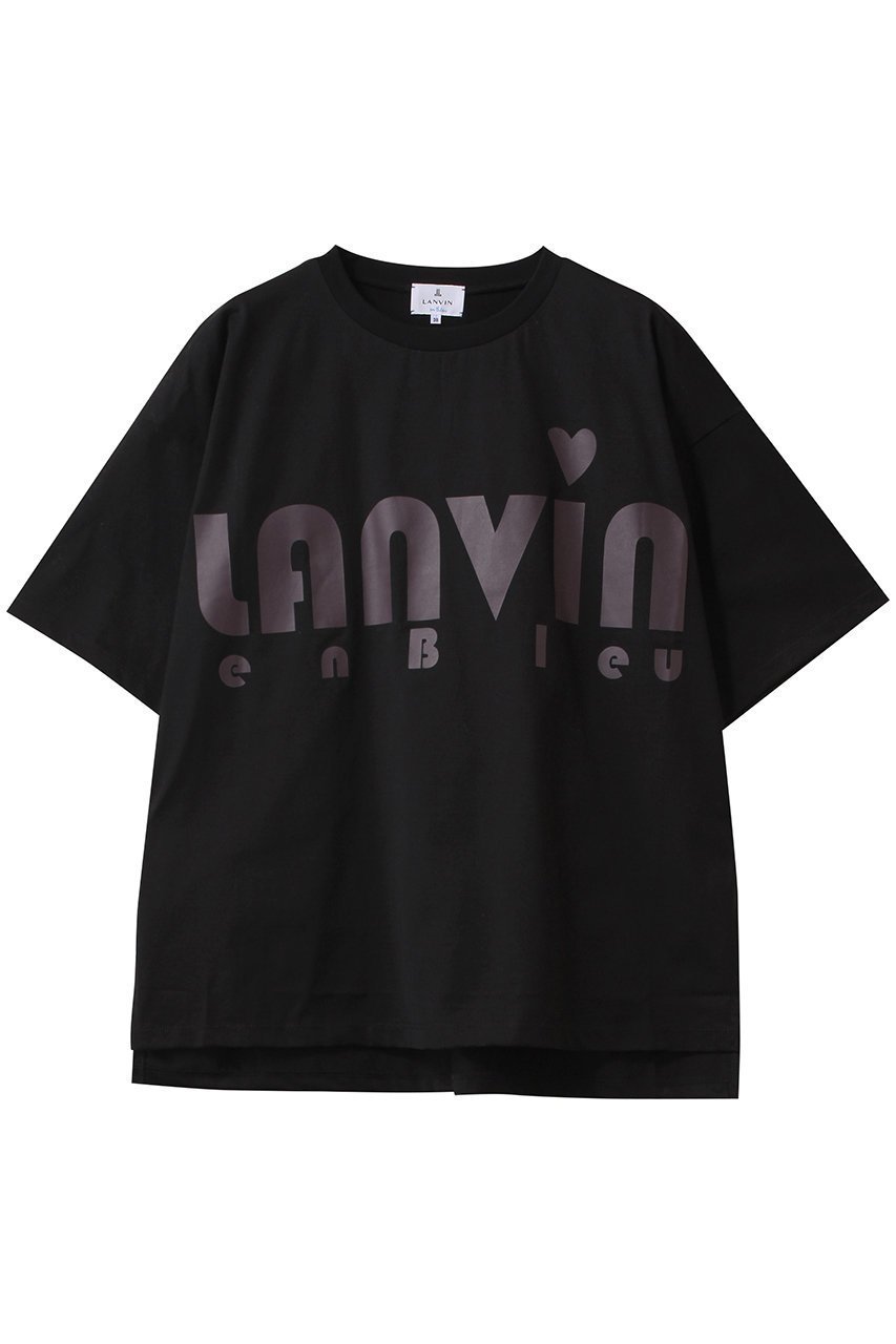 【ランバン オン ブルー/LANVIN en Bleu】のハートロゴプリントTシャツ インテリア・キッズ・メンズ・レディースファッション・服の通販 founy(ファニー) 　ファッション　Fashion　レディースファッション　WOMEN　トップス・カットソー　Tops/Tshirt　シャツ/ブラウス　Shirts/Blouses　ロング / Tシャツ　T-Shirts　カットソー　Cut and Sewn　ショート　Short　ジャケット　Jacket　スリーブ　Sleeve　デニム　Denim　ハーフ　Half　ベーシック　Basic　NEW・新作・新着・新入荷　New Arrivals　ブラック|ID: prp329100004408557 ipo3291000000030790562