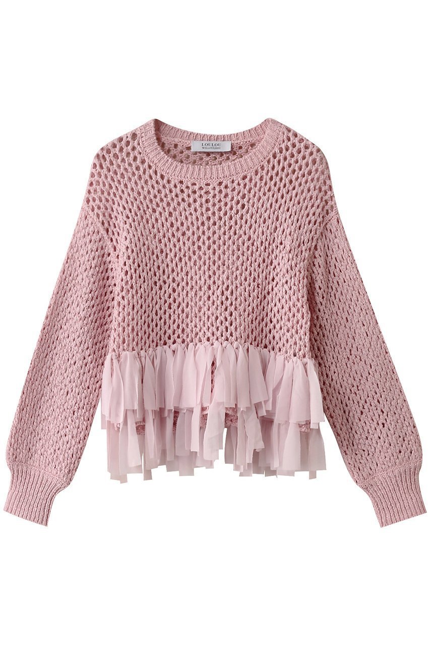 【アルアバイル/allureville】の【Loulou Willoughby】シフォンパピエメッシュプルオーバー インテリア・キッズ・メンズ・レディースファッション・服の通販 founy(ファニー) 　ファッション　Fashion　レディースファッション　Fashion for Women　トップス・カットソー　Cut & Sew Tops　ニット　Knit Tops & Sweaters　カジュアルプルオーバー・ニットトップス　Pullovers & Knit Tops / Casual Pullovers　シアー　Sheer, See-Through　シフォン　Chiffon, Lightweight Fabric　フリンジ　Fringe, Tassel　メッシュ　Mesh, Net Fabric　夏　Summer　春　Spring　S/S・春夏　SS, Spring/Summer, Warm Season　ピンク|ID: prp329100004408563 ipo3291000000032706865