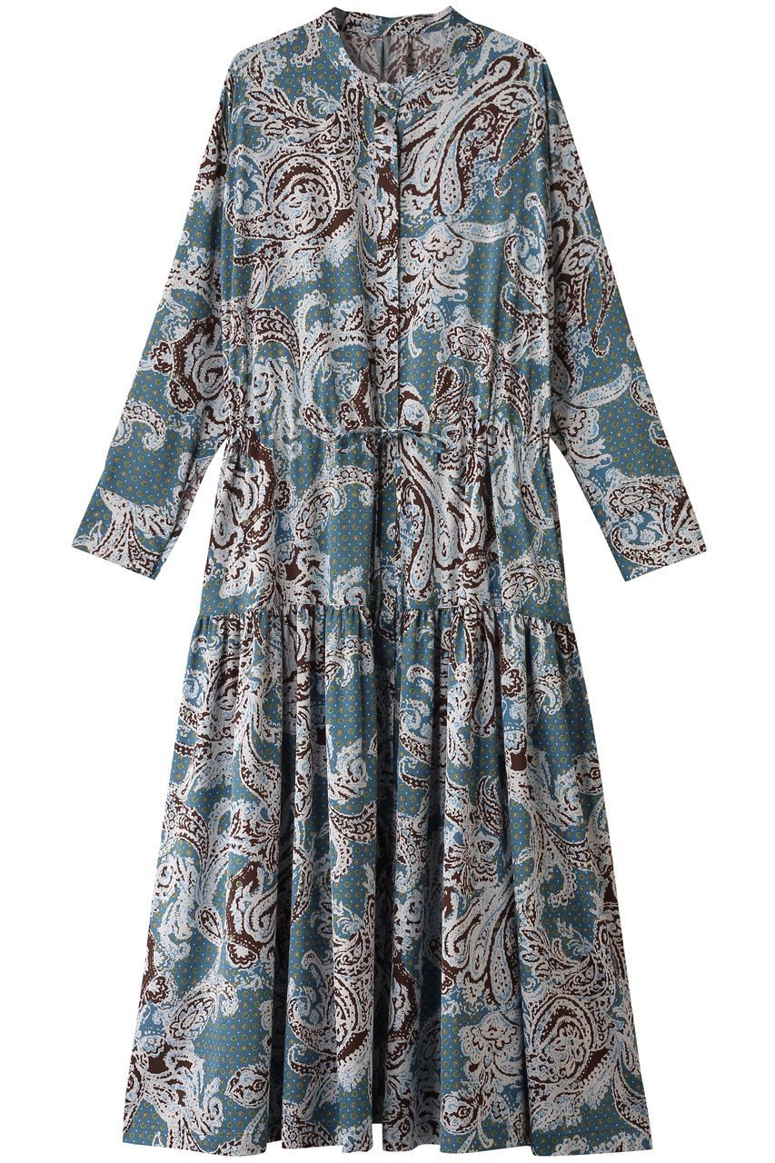 【ハウス オブ ロータス/HOUSE OF LOTUS】のキカペイズリープリントワンピース インテリア・キッズ・メンズ・レディースファッション・服の通販 founy(ファニー) 　ファッション　Fashion　レディースファッション　Fashion for Women　ワンピース　Dresses　チュニック　Tunic Tops & Dresses　おすすめ　Recommended / Our Picks　クラシック　Classic, Timeless Style　サテン　Satin, Glossy Fabric　スタンド　Stand Collar, Upright Stand　タートル　Turtleneck, Turtle Collar　チュニック　Tunic, Long Top　ブラウジング　Blouson Silhouette, Cinched Waist　プリント　Print, Printed Pattern　ベスト　Vest, Waistcoat　ペイズリー　Paisley, Ethnic Pattern　ミックス　Mix, Mixed Style　ロング　Long, Long-Length　人気　Popular, Best Seller　ブルー系|ID: prp329100004408580 ipo3291000000032861290