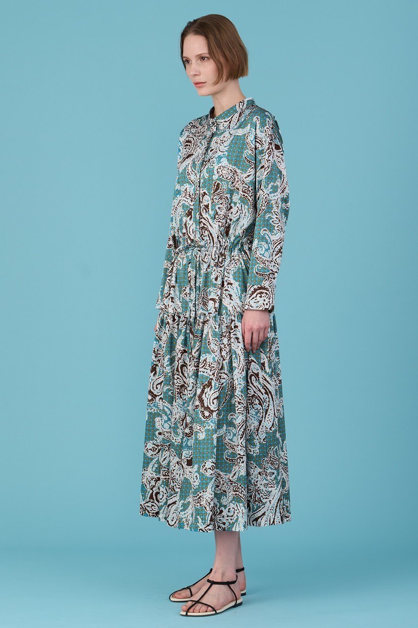【ハウス オブ ロータス/HOUSE OF LOTUS】のキカペイズリープリントワンピース 人気、トレンドファッション・服の通販 founy(ファニー) 　ファッション　Fashion　レディースファッション　Fashion for Women　ワンピース　Dresses　チュニック　Tunic Tops & Dresses　おすすめ　Recommended / Our Picks　クラシック　Classic, Timeless Style　サテン　Satin, Glossy Fabric　スタンド　Stand Collar, Upright Stand　タートル　Turtleneck, Turtle Collar　チュニック　Tunic, Long Top　ブラウジング　Blouson Silhouette, Cinched Waist　プリント　Print, Printed Pattern　ベスト　Vest, Waistcoat　ペイズリー　Paisley, Ethnic Pattern　ミックス　Mix, Mixed Style　ロング　Long, Long-Length　人気　Popular, Best Seller　other-7|ID: prp329100004408580 ipo3291000000032861327