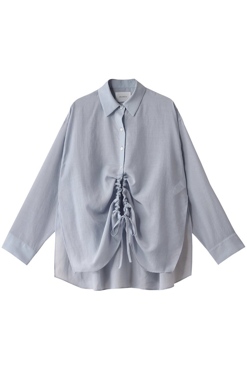 【ミディウミソリッド/MIDIUMISOLID】のdrawstring shirt.S シャツ インテリア・キッズ・メンズ・レディースファッション・服の通販 founy(ファニー) 　ファッション　Fashion　レディースファッション　Fashion for Women　トップス・カットソー　Cut & Sew Tops　シャツ・ブラウス・オフィスカジュアル　Elegant Blouses & Button-Ups　おすすめ　Recommended / Our Picks　ギャザー　Gathered, Ruffled　シアー　Sheer, See-Through　スリーブ　Sleeve, Long Sleeve / Short Sleeve　トレンド　Trend, Trending Now　ドローストリング　Drawstring, Pull Cord　ボトム　Bottoms, Lower Wear　ロング　Long, Long-Length　l.blue|ID: prp329100004408587 ipo3291000000032860653