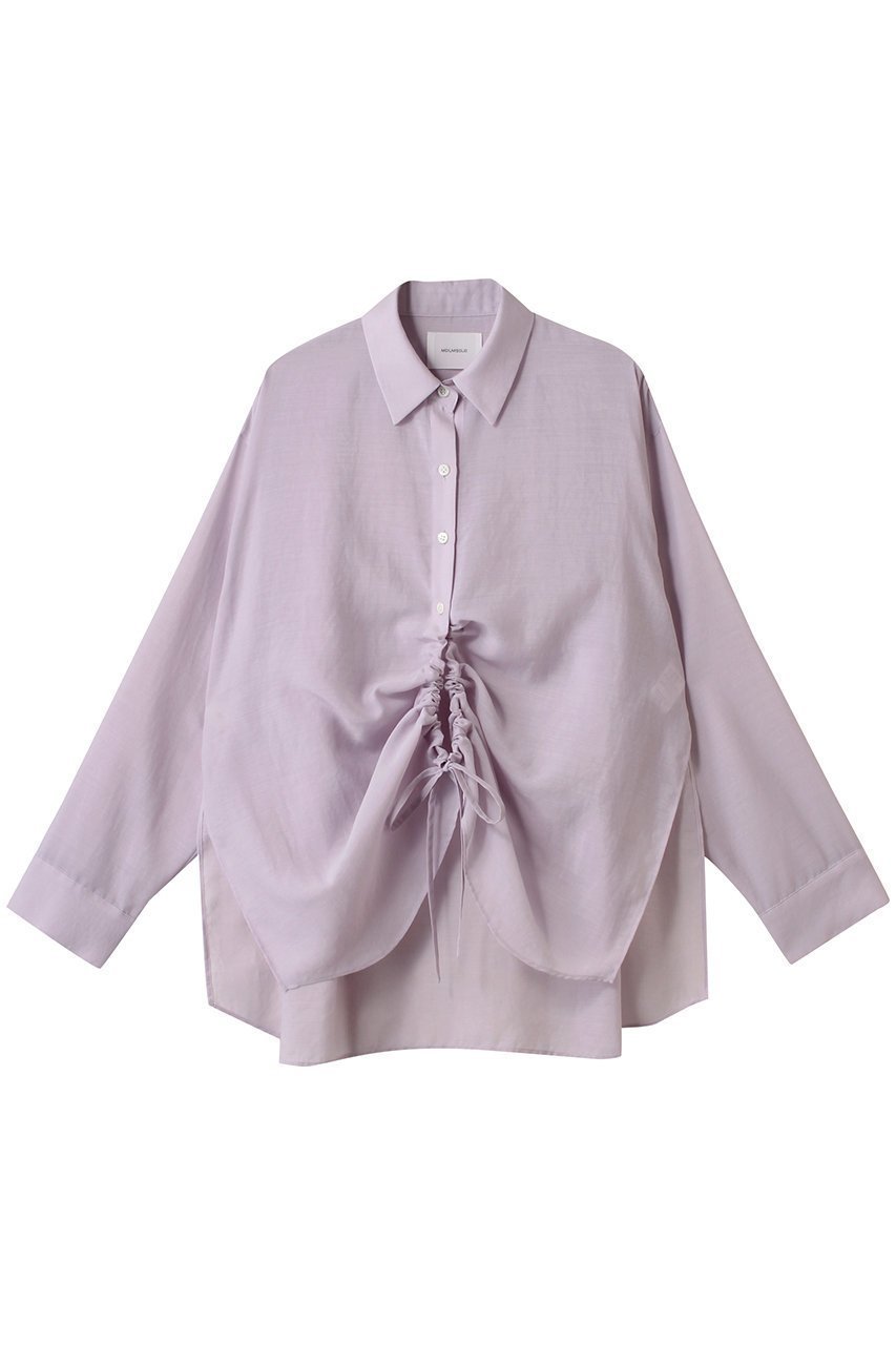 【ミディウミソリッド/MIDIUMISOLID】のdrawstring shirt.S シャツ インテリア・キッズ・メンズ・レディースファッション・服の通販 founy(ファニー) 　ファッション　Fashion　レディースファッション　Fashion for Women　トップス・カットソー　Cut & Sew Tops　シャツ・ブラウス・オフィスカジュアル　Elegant Blouses & Button-Ups　おすすめ　Recommended / Our Picks　ギャザー　Gathered, Ruffled　シアー　Sheer, See-Through　スリーブ　Sleeve, Long Sleeve / Short Sleeve　トレンド　Trend, Trending Now　ドローストリング　Drawstring, Pull Cord　ボトム　Bottoms, Lower Wear　ロング　Long, Long-Length　pink|ID: prp329100004408587 ipo3291000000032860662