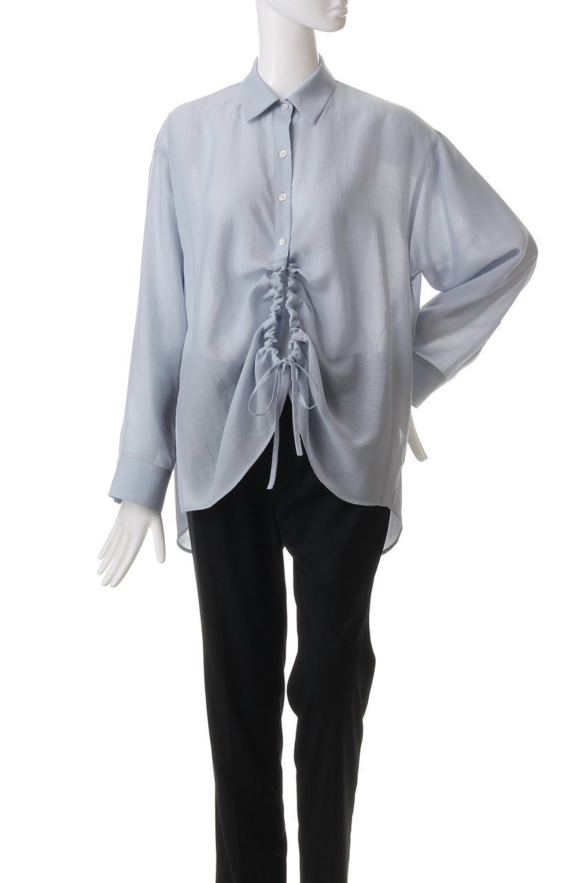 【ミディウミソリッド/MIDIUMISOLID】のdrawstring shirt.S シャツ 人気、トレンドファッション・服の通販 founy(ファニー) 　ファッション　Fashion　レディースファッション　Fashion for Women　トップス・カットソー　Cut & Sew Tops　シャツ・ブラウス・オフィスカジュアル　Elegant Blouses & Button-Ups　おすすめ　Recommended / Our Picks　ギャザー　Gathered, Ruffled　シアー　Sheer, See-Through　スリーブ　Sleeve, Long Sleeve / Short Sleeve　トレンド　Trend, Trending Now　ドローストリング　Drawstring, Pull Cord　ボトム　Bottoms, Lower Wear　ロング　Long, Long-Length　other-2|ID: prp329100004408587 ipo3291000000032860667