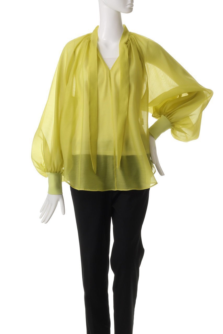 【ヒューエルミュージアム/hueLe Museum】の【STUMBLY】Sheer Bowtie Blouse 人気、トレンドファッション・服の通販 founy(ファニー) 　ファッション　Fashion　レディースファッション　Fashion for Women　トップス・カットソー　Cut & Sew Tops　シャツ・ブラウス・オフィスカジュアル　Elegant Blouses & Button-Ups　カフス　Cuff Design　シアー　Sheer, See-Through　スリーブ　Sleeve, Long Sleeve / Short Sleeve　バルーン　Balloon, Balloon Silhouette　パーティ　Party, Party Style　フェミニン　Feminine, Girly　リボン　Ribbon, Bow　ロング　Long, Long-Length　other-2|ID: prp329100004408593 ipo3291000000036071708