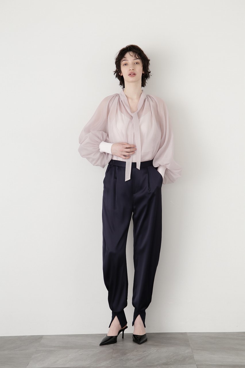 【ヒューエルミュージアム/hueLe Museum】の【STUMBLY】Sheer Bowtie Blouse 人気、トレンドファッション・服の通販 founy(ファニー) 　ファッション　Fashion　レディースファッション　Fashion for Women　トップス・カットソー　Cut & Sew Tops　シャツ・ブラウス・オフィスカジュアル　Elegant Blouses & Button-Ups　カフス　Cuff Design　シアー　Sheer, See-Through　スリーブ　Sleeve, Long Sleeve / Short Sleeve　バルーン　Balloon, Balloon Silhouette　パーティ　Party, Party Style　フェミニン　Feminine, Girly　リボン　Ribbon, Bow　ロング　Long, Long-Length　other-8|ID: prp329100004408593 ipo3291000000036071715