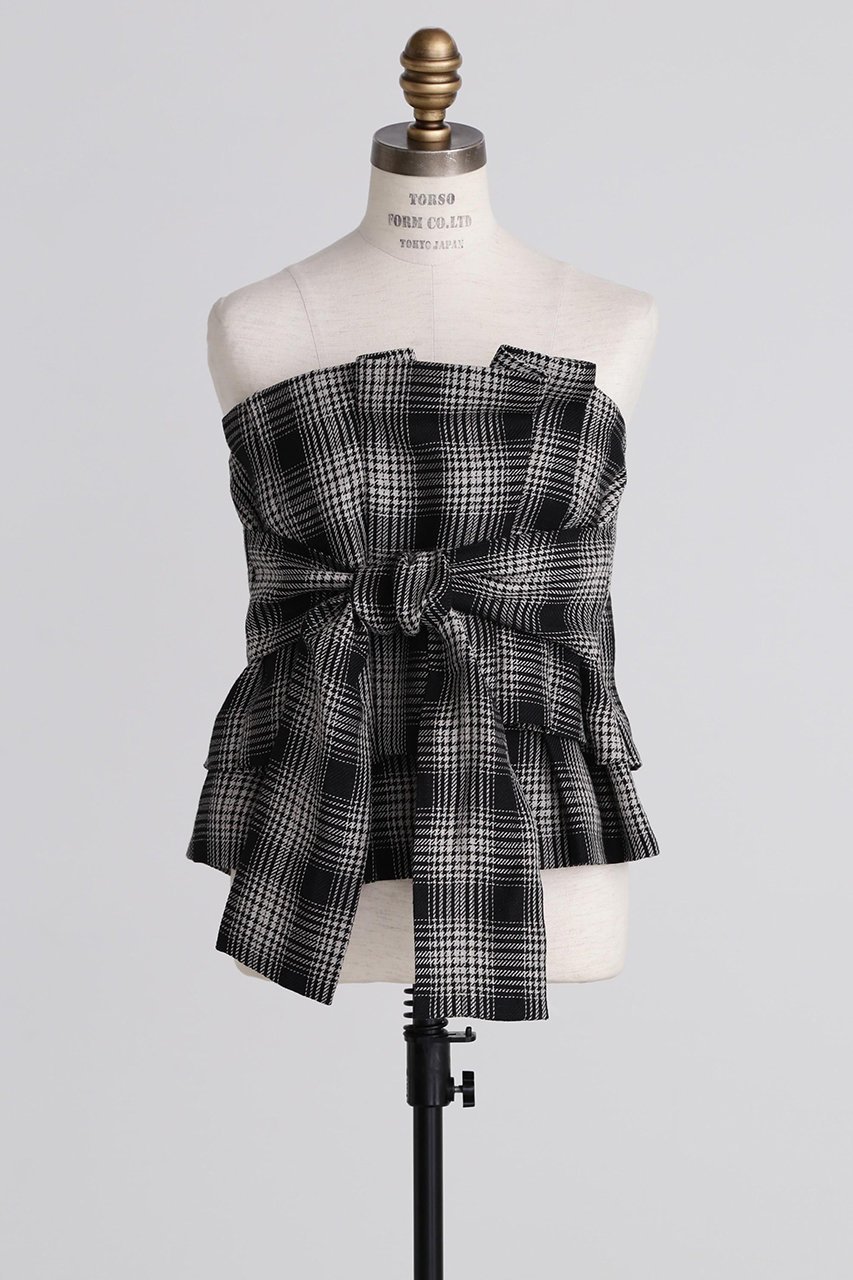【ヒューエルミュージアム/hueLe Museum】の【STUMBLY】Yarn Dyed Side Zip Bustier 人気、トレンドファッション・服の通販 founy(ファニー) 　ファッション　Fashion　レディースファッション　Fashion for Women　トップス・カットソー　Cut & Sew Tops　キャミソール&ノースリーブ　Camisoles & Sleeveless Tops　シャツ・ブラウス・オフィスカジュアル　Elegant Blouses & Button-Ups　ビスチェ　Bustiers & Corset Tops / Layered Bustier Style　おすすめ　Recommended / Our Picks　チェック　Check, Plaid, Tartan　ノースリーブ　Sleeveless, No-Sleeve　ビスチェ　Bustier, Corset Top　リネン　Linen, Linen Fabric　リボン　Ribbon, Bow　other-2|ID: prp329100004408594 ipo3291000000032875441