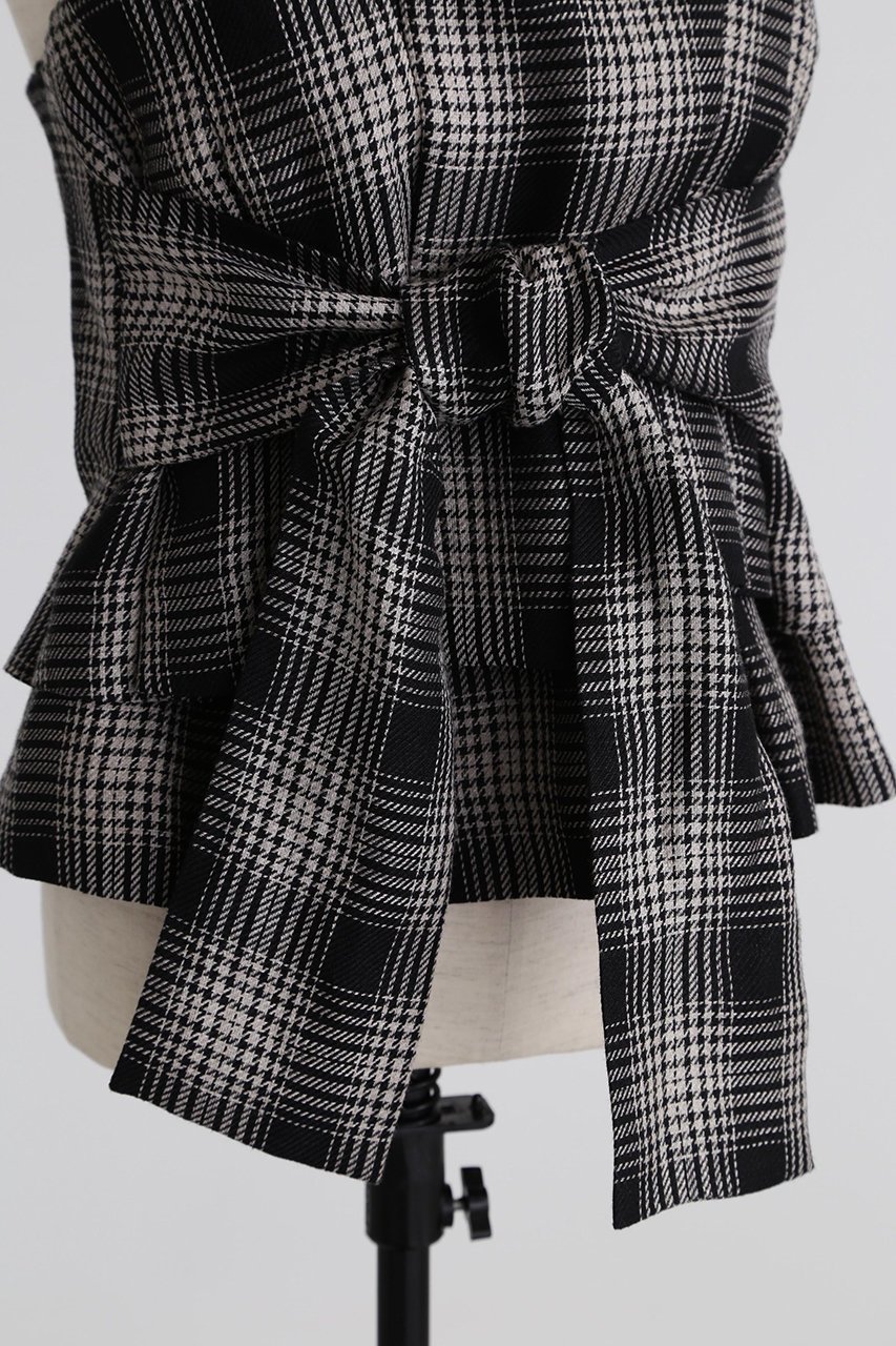 【ヒューエルミュージアム/hueLe Museum】の【STUMBLY】Yarn Dyed Side Zip Bustier 人気、トレンドファッション・服の通販 founy(ファニー) 　ファッション　Fashion　レディースファッション　Fashion for Women　トップス・カットソー　Cut & Sew Tops　キャミソール&ノースリーブ　Camisoles & Sleeveless Tops　シャツ・ブラウス・オフィスカジュアル　Elegant Blouses & Button-Ups　ビスチェ　Bustiers & Corset Tops / Layered Bustier Style　おすすめ　Recommended / Our Picks　チェック　Check, Plaid, Tartan　ノースリーブ　Sleeveless, No-Sleeve　ビスチェ　Bustier, Corset Top　リネン　Linen, Linen Fabric　リボン　Ribbon, Bow　other-5|ID: prp329100004408594 ipo3291000000032875458