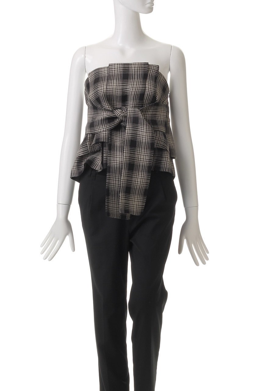 【ヒューエルミュージアム/hueLe Museum】の【STUMBLY】Yarn Dyed Side Zip Bustier 人気、トレンドファッション・服の通販 founy(ファニー) 　ファッション　Fashion　レディースファッション　Fashion for Women　トップス・カットソー　Cut & Sew Tops　キャミソール&ノースリーブ　Camisoles & Sleeveless Tops　シャツ・ブラウス・オフィスカジュアル　Elegant Blouses & Button-Ups　ビスチェ　Bustiers & Corset Tops / Layered Bustier Style　おすすめ　Recommended / Our Picks　チェック　Check, Plaid, Tartan　ノースリーブ　Sleeveless, No-Sleeve　ビスチェ　Bustier, Corset Top　リネン　Linen, Linen Fabric　リボン　Ribbon, Bow　other-2|ID: prp329100004408594 ipo3291000000035739956