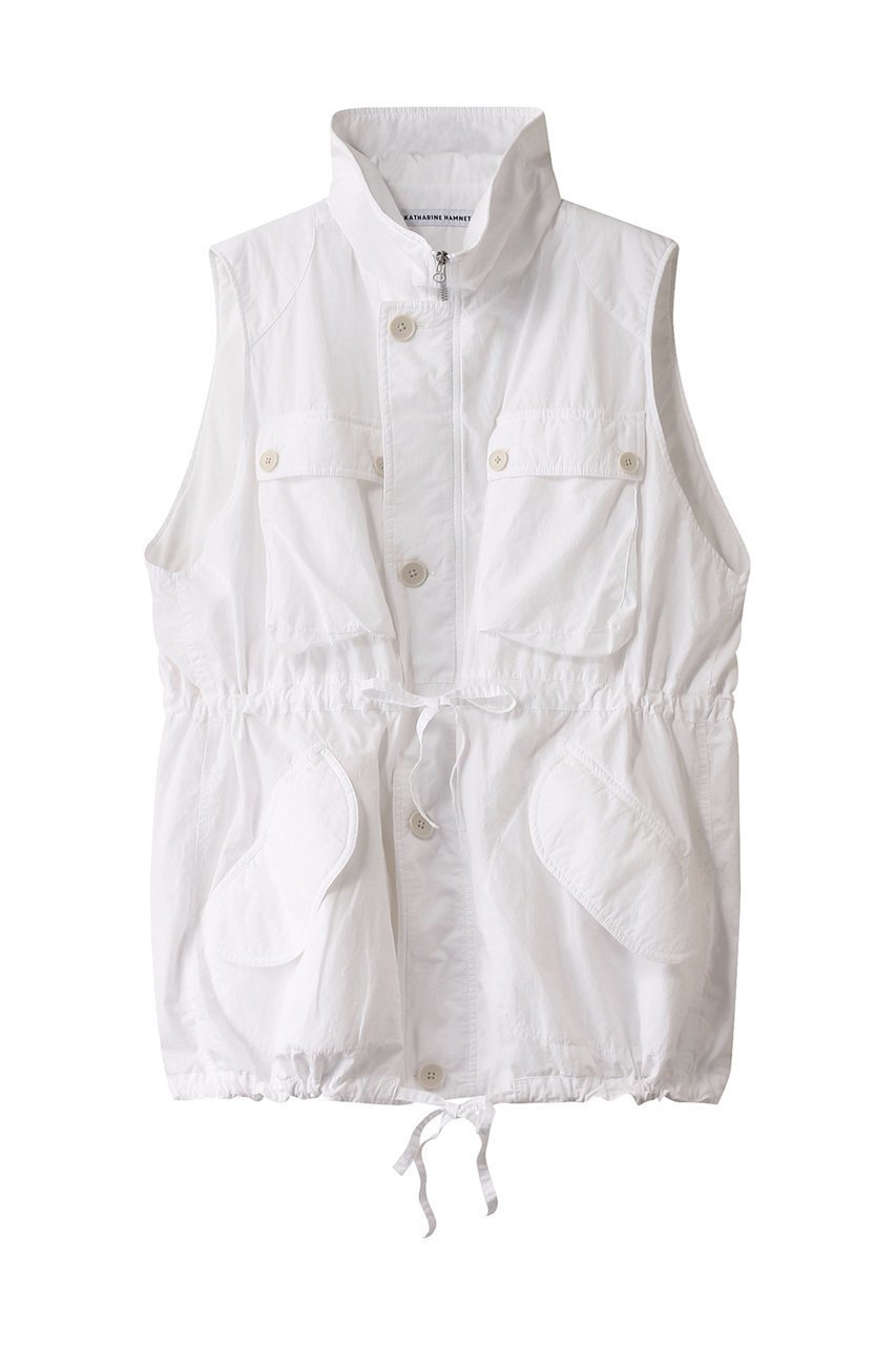 【キャサリンハムネット/KATHARINE HAMNETT LONDON】の【UNISEX】ハイネックジップノースリーブロングジャケット インテリア・キッズ・メンズ・レディースファッション・服の通販 founy(ファニー) 　ファッション　Fashion　レディースファッション　Fashion for Women　アウター　Coat / Outerwear Collection　レディースジャケット・軽アウター　Jackets　ユニセックス　Unisex, Genderless　ジャケット　Jacket, Outerwear　ベスト　Vest, Waistcoat　ロング　Long, Long-Length　ヴィンテージ　Vintage Style　オフホワイト|ID: prp329100004408595 ipo3291000000035490530