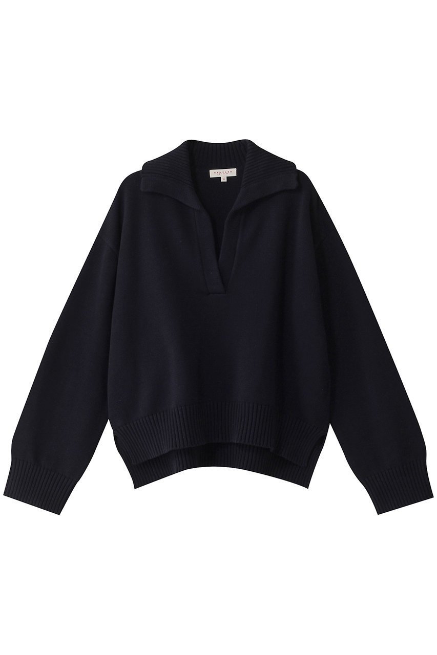 【デミーリー/DEMYLEE】のMACIA オーガニックコットン ポロカラーニットプルオーバー インテリア・キッズ・メンズ・レディースファッション・服の通販 founy(ファニー) 　ファッション　Fashion　レディースファッション　Fashion for Women　トップス・カットソー　Cut & Sew Tops　ニット　Knit Tops & Sweaters　カジュアルプルオーバー・ニットトップス　Pullovers & Knit Tops / Casual Pullovers　ショート　Short, Short Length　バランス　Balance, Style Balance　ネイビー|ID: prp329100004410836 ipo3291000000032932732