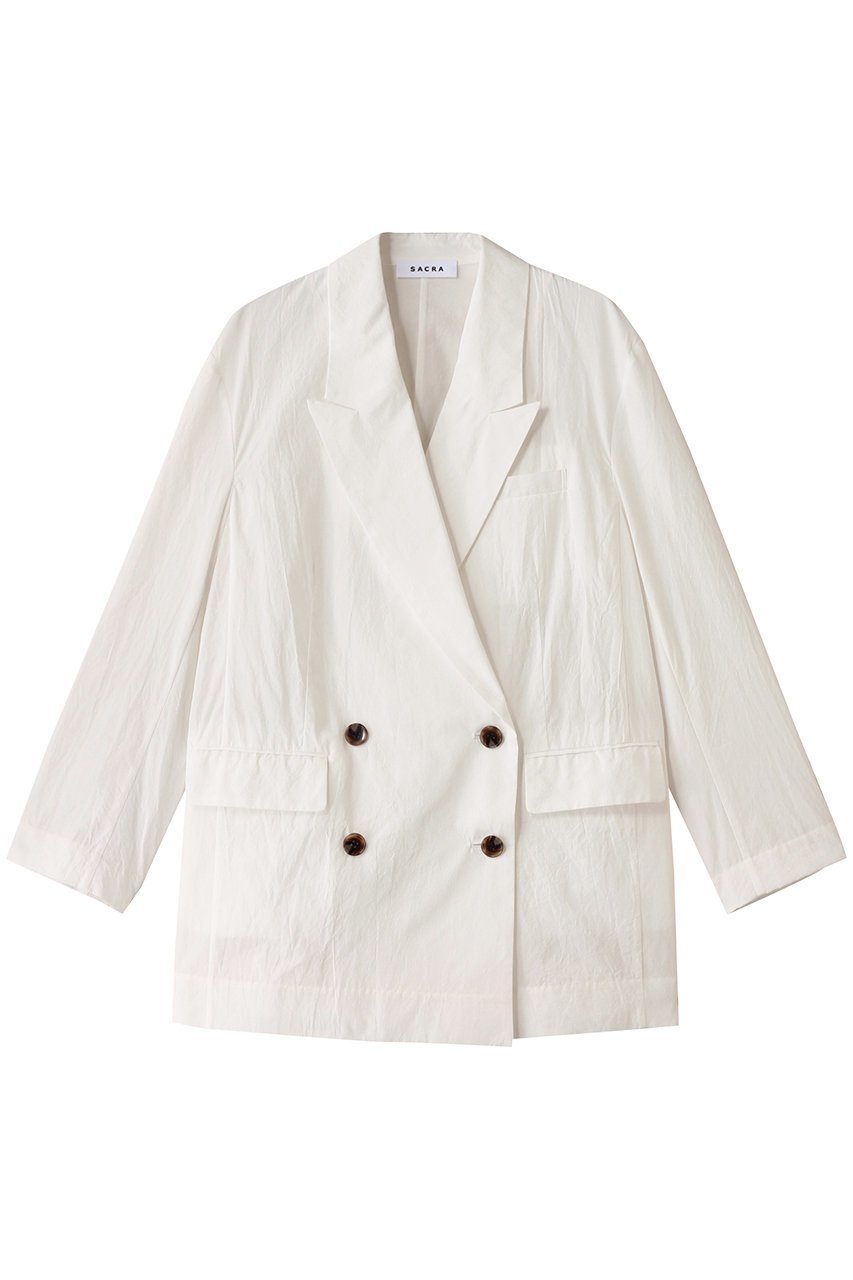【サクラ/SACRA】のコットンタンブルジャケット インテリア・キッズ・メンズ・レディースファッション・服の通販 founy(ファニー) 　ファッション　Fashion　レディースファッション　Fashion for Women　アウター　Coat / Outerwear Collection　レディースジャケット・軽アウター　Jackets　おすすめ　Recommended / Our Picks　イタリア　Italy　ショート　Short, Short Length　ジャケット　Jacket, Outerwear　セットアップ　Set-Up, Coordinated Outfit　マニッシュ　Mannish, Boyish　ワッシャー　Washer, Crinkled Finish　定番　Standard, Basic Item　オフホワイト|ID: prp329100004410846 ipo3291000000032960942