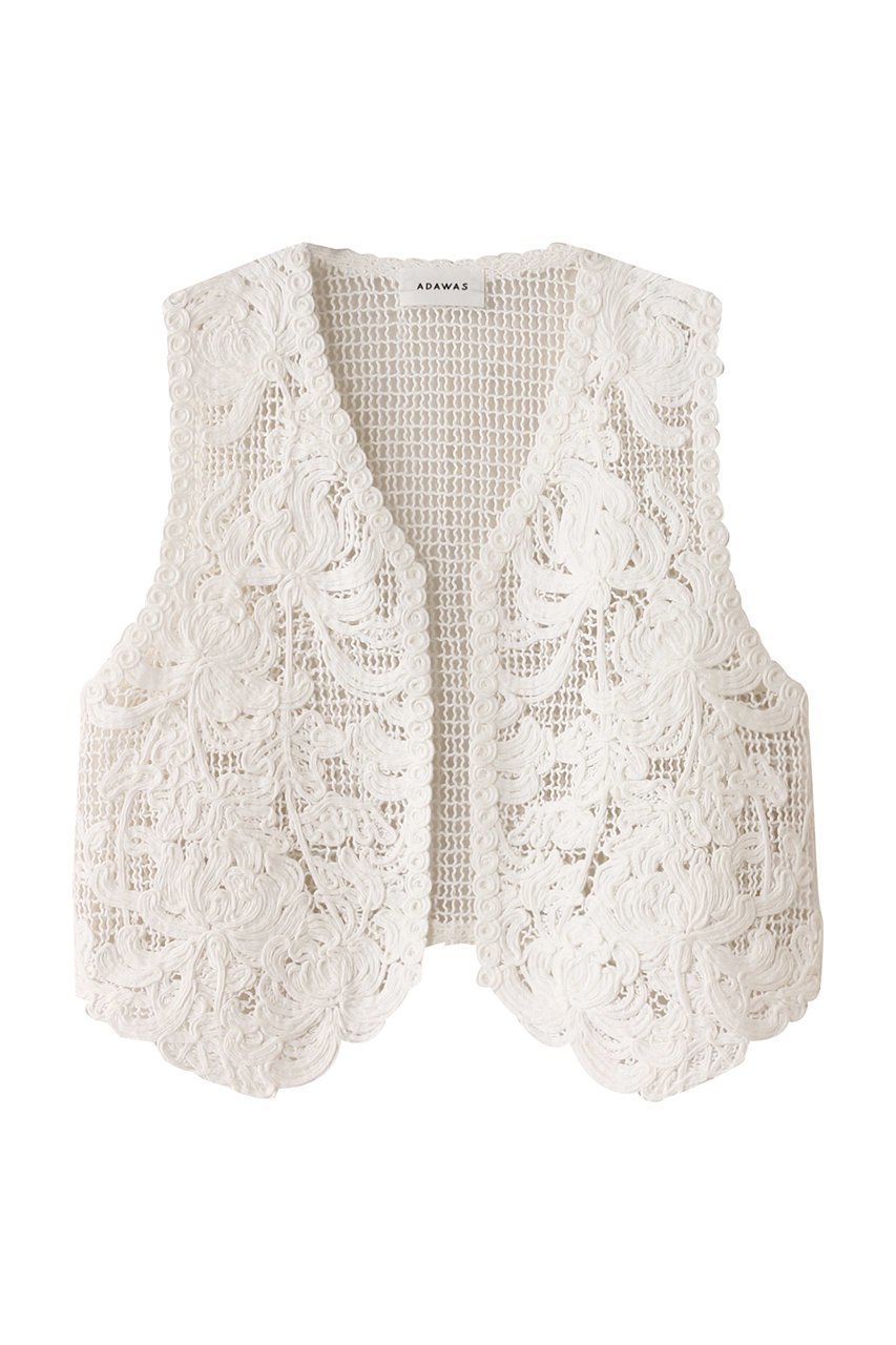 【アダワス/ADAWAS】のLILY エンブロイダリー Vネックベスト インテリア・キッズ・メンズ・レディースファッション・服の通販 founy(ファニー) 　ファッション　Fashion　レディースファッション　Fashion for Women　アウター　Coat / Outerwear Collection　レディースジャケット・軽アウター　Jackets　エンブロイダリー　Embroidery Design　コンパクト　Compact, Small Size　ジャケット　Jacket, Outerwear　トレンド　Trend, Trending Now　フェミニン　Feminine, Girly　フォルム　Silhouette, Form　ベスト　Vest, Waistcoat　ボトム　Bottoms, Lower Wear　ミルク|ID: prp329100004410862 ipo3291000000032960910