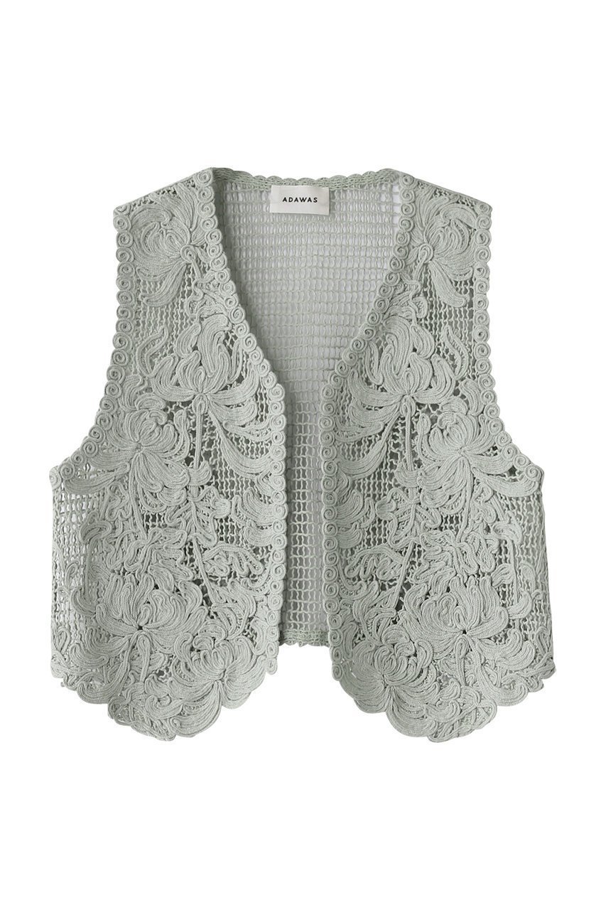 【アダワス/ADAWAS】のLILY エンブロイダリー Vネックベスト インテリア・キッズ・メンズ・レディースファッション・服の通販 founy(ファニー) 　ファッション　Fashion　レディースファッション　Fashion for Women　アウター　Coat / Outerwear Collection　レディースジャケット・軽アウター　Jackets　エンブロイダリー　Embroidery Design　コンパクト　Compact, Small Size　ジャケット　Jacket, Outerwear　トレンド　Trend, Trending Now　フェミニン　Feminine, Girly　フォルム　Silhouette, Form　ベスト　Vest, Waistcoat　ボトム　Bottoms, Lower Wear　ミント|ID: prp329100004410862 ipo3291000000032960912