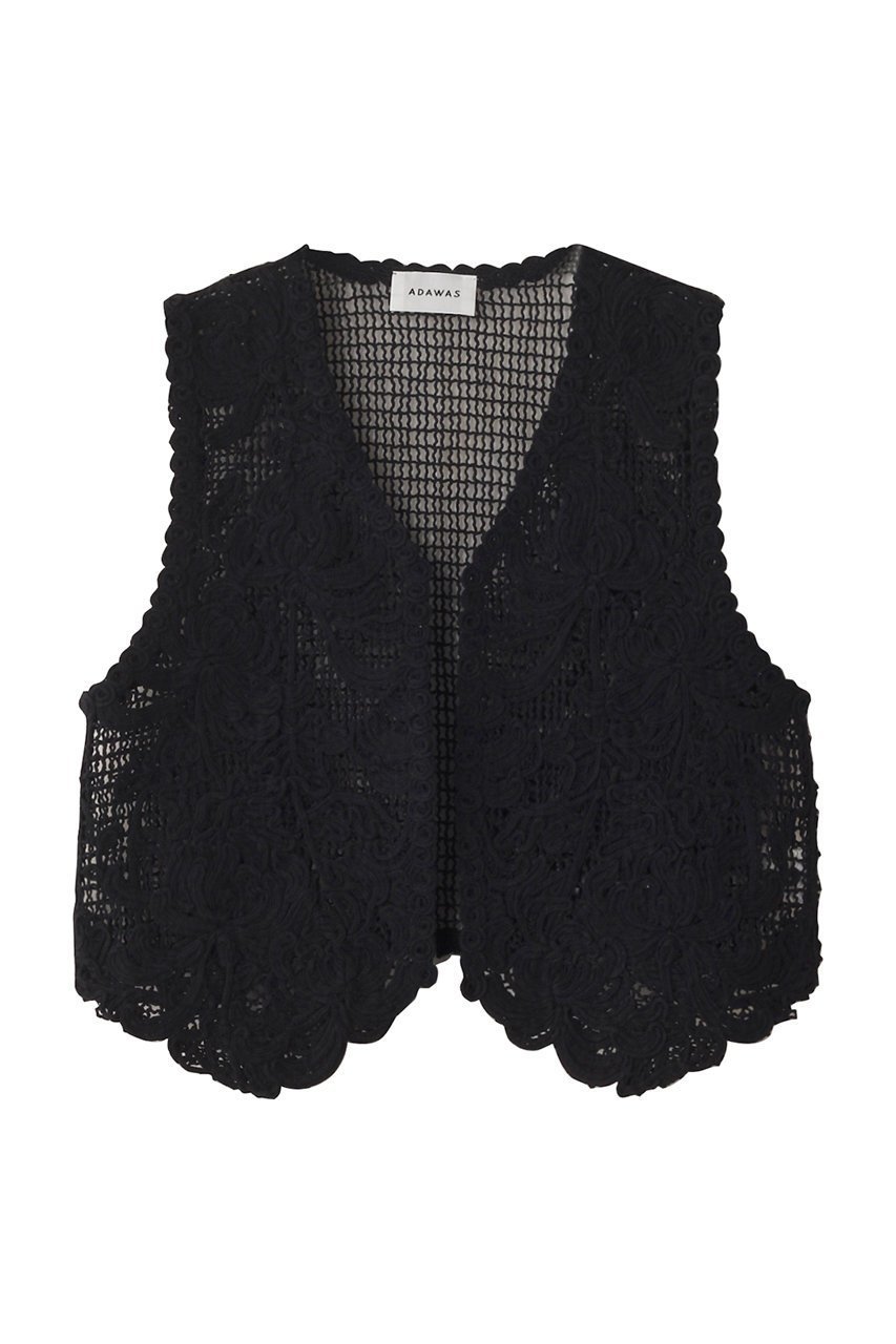 【アダワス/ADAWAS】のLILY エンブロイダリー Vネックベスト インテリア・キッズ・メンズ・レディースファッション・服の通販 founy(ファニー) 　ファッション　Fashion　レディースファッション　Fashion for Women　アウター　Coat / Outerwear Collection　レディースジャケット・軽アウター　Jackets　エンブロイダリー　Embroidery Design　コンパクト　Compact, Small Size　ジャケット　Jacket, Outerwear　トレンド　Trend, Trending Now　フェミニン　Feminine, Girly　フォルム　Silhouette, Form　ベスト　Vest, Waistcoat　ボトム　Bottoms, Lower Wear　ブラック|ID: prp329100004410862 ipo3291000000032960916