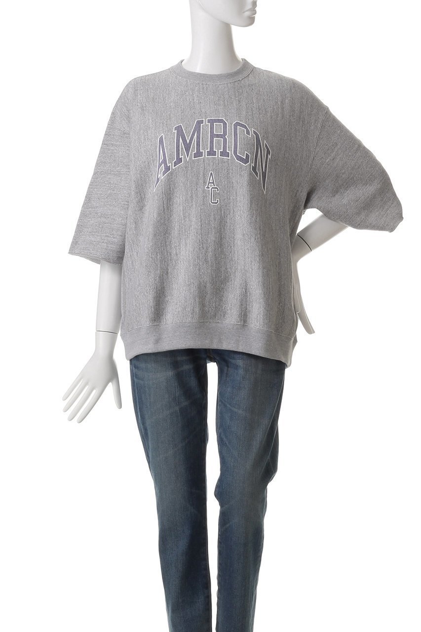 【アメリカーナ/Americana】のAMRCN カットオフリヴァースウィーブ ロゴスウェットシャツ 人気、トレンドファッション・服の通販 founy(ファニー) 　ファッション　Fashion　レディースファッション　Fashion for Women　トップス・カットソー　Cut & Sew Tops　シャツ・ブラウス・オフィスカジュアル　Elegant Blouses & Button-Ups　レディースパーカー・カジュアルフーディー　Casual Hoodies & Sweatshirts　ロングTシャツ・Tシャツ　Longline T-Shirts & Tees　スウェット・クルーネックトップス　Sweatshirts & Crewnecks / Relaxed Fit Sweat Tops　カットソー・ベーシックTシャツ　Cut-and-Sewn Tops / Stretch Tees & Basics　カットオフ　Cut-Off Design　スリーブ　Sleeve, Long Sleeve / Short Sleeve　フロント　Front, Front Design　other-2|ID: prp329100004410864 ipo3291000000032871782