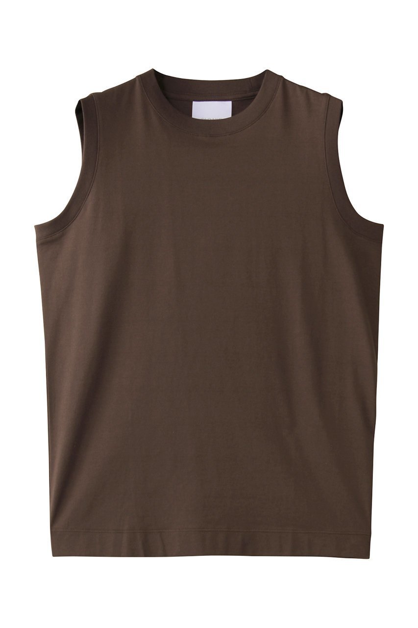 【スローン/SLOANE】の60/2コットン天竺 ノースリーブ インテリア・キッズ・メンズ・レディースファッション・服の通販 founy(ファニー) 　ファッション　Fashion　レディースファッション　Fashion for Women　トップス・カットソー　Cut & Sew Tops　キャミソール&ノースリーブ　Camisoles & Sleeveless Tops　シャツ・ブラウス・オフィスカジュアル　Elegant Blouses & Button-Ups　ロングTシャツ・Tシャツ　Longline T-Shirts & Tees　カットソー・ベーシックTシャツ　Cut-and-Sewn Tops / Stretch Tees & Basics　なめらか　Smooth, Silky Texture　キャミソール　Camisole, Spaghetti Strap Top　シンプル　Simple, Minimal　タンク　Tank Top, Sleeveless Top　ノースリーブ　Sleeveless, No-Sleeve　定番　Standard, Basic Item　ブラウン|ID: prp329100004410869 ipo3291000000032871547