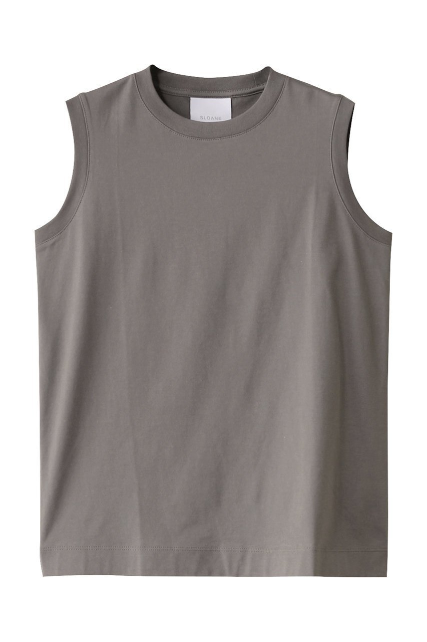 【スローン/SLOANE】の60/2コットン天竺 ノースリーブ インテリア・キッズ・メンズ・レディースファッション・服の通販 founy(ファニー) 　ファッション　Fashion　レディースファッション　Fashion for Women　トップス・カットソー　Cut & Sew Tops　キャミソール&ノースリーブ　Camisoles & Sleeveless Tops　シャツ・ブラウス・オフィスカジュアル　Elegant Blouses & Button-Ups　ロングTシャツ・Tシャツ　Longline T-Shirts & Tees　カットソー・ベーシックTシャツ　Cut-and-Sewn Tops / Stretch Tees & Basics　なめらか　Smooth, Silky Texture　キャミソール　Camisole, Spaghetti Strap Top　シンプル　Simple, Minimal　タンク　Tank Top, Sleeveless Top　ノースリーブ　Sleeveless, No-Sleeve　定番　Standard, Basic Item　グレー|ID: prp329100004410869 ipo3291000000032871553