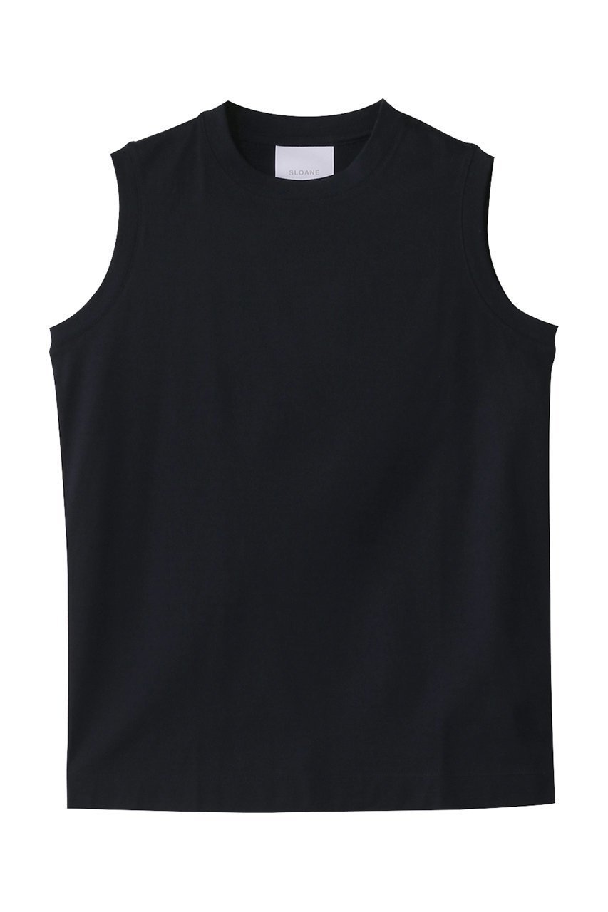 【スローン/SLOANE】の60/2コットン天竺 UVノースリーブ インテリア・キッズ・メンズ・レディースファッション・服の通販 founy(ファニー) 　ファッション　Fashion　レディースファッション　Fashion for Women　トップス・カットソー　Cut & Sew Tops　キャミソール&ノースリーブ　Camisoles & Sleeveless Tops　シャツ・ブラウス・オフィスカジュアル　Elegant Blouses & Button-Ups　ロングTシャツ・Tシャツ　Longline T-Shirts & Tees　カットソー・ベーシックTシャツ　Cut-and-Sewn Tops / Stretch Tees & Basics　インナー　Innerwear　カーディガン　Cardigan, Knitwear　キャミソール　Camisole, Spaghetti Strap Top　シンプル　Simple, Minimal　タンク　Tank Top, Sleeveless Top　ノースリーブ　Sleeveless, No-Sleeve　エレガント 上品　Elegant　夏　Summer　ネイビー|ID: prp329100004410871 ipo3291000000032871640