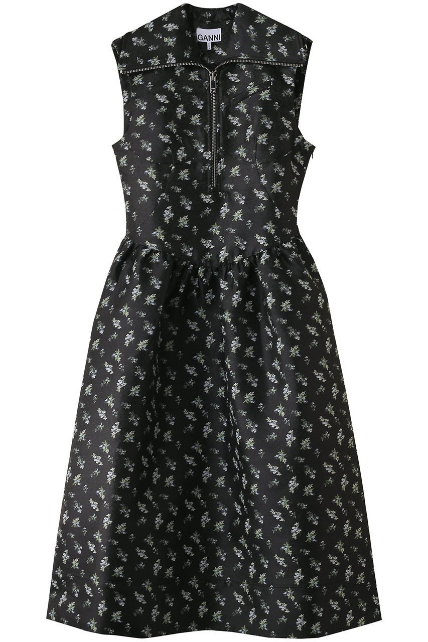 【ガニー/GANNI】のFloral Jacquard Midi ドレス インテリア・キッズ・メンズ・レディースファッション・服の通販 founy(ファニー) 　ファッション　Fashion　レディースファッション　Fashion for Women　ワンピース　Dresses　フォーマル・パーティードレス・結婚式用ドレス　Elegant & Casual Dresses　チュニック　Tunic Tops & Dresses　クラシカル　Classical, Vintage-Inspired　ジャカード／ジャガード　Jacquard, Woven Pattern　チュニック　Tunic, Long Top　ドレス　Dress, One-Piece　フレア　Flare, Flared　ブラック|ID: prp329100004410875 ipo3291000000032785235