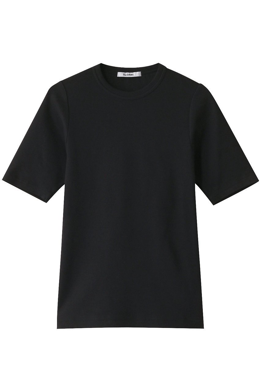 【スローン/SLOANE】のコンパクトストレッチリブ 5分袖クルーネック インテリア・キッズ・メンズ・レディースファッション・服の通販 founy(ファニー) ファッション Fashion レディースファッション Fashion for Women トップス・カットソー Cut & Sew Tops シャツ・ブラウス・オフィスカジュアル Elegant Blouses & Button-Ups ロングTシャツ・Tシャツ Longline T-Shirts & Tees カットソー・ベーシックTシャツ Cut-and-Sewn Tops / Stretch Tees & Basics ショート Short, Short Length シンプル Simple, Minimal ストレッチ Stretch, Stretchy Fabric スリーブ Sleeve, Long Sleeve / Short Sleeve ブラック|ID: prp329100004410892 ipo3291000000035508892
