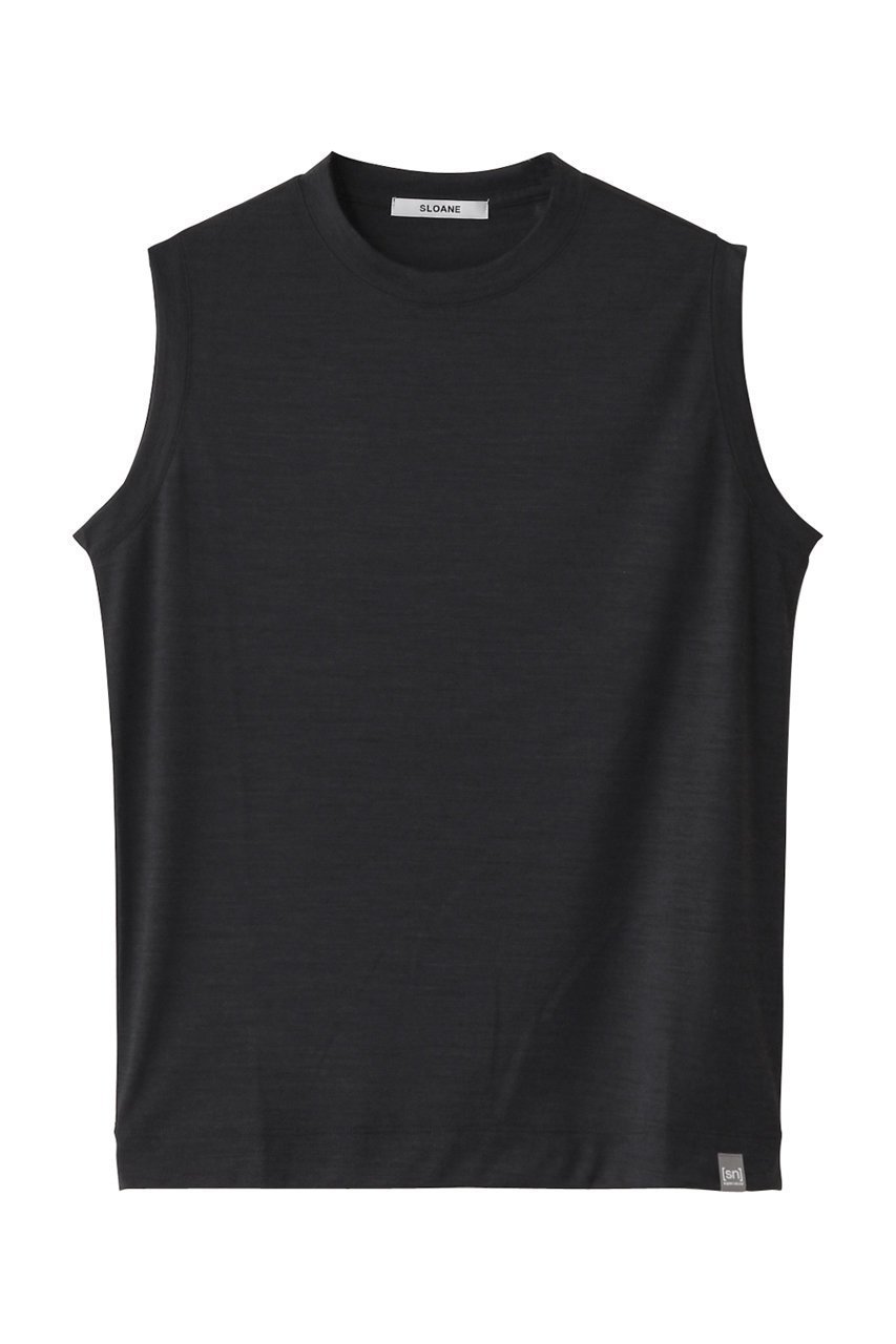 【スローン/SLOANE】のウール×ポリエステル ノースリーブ インテリア・キッズ・メンズ・レディースファッション・服の通販 founy(ファニー) 　ファッション　Fashion　レディースファッション　Fashion for Women　トップス・カットソー　Cut & Sew Tops　キャミソール&ノースリーブ　Camisoles & Sleeveless Tops　シャツ・ブラウス・オフィスカジュアル　Elegant Blouses & Button-Ups　ロングTシャツ・Tシャツ　Longline T-Shirts & Tees　カットソー・ベーシックTシャツ　Cut-and-Sewn Tops / Stretch Tees & Basics　キャミソール　Camisole, Spaghetti Strap Top　コンパクト　Compact, Small Size　シンプル　Simple, Minimal　タンク　Tank Top, Sleeveless Top　ノースリーブ　Sleeveless, No-Sleeve　夏　Summer　定番　Standard, Basic Item　春　Spring　S/S・春夏　SS, Spring/Summer, Warm Season　ブラック|ID: prp329100004410894 ipo3291000000032871464