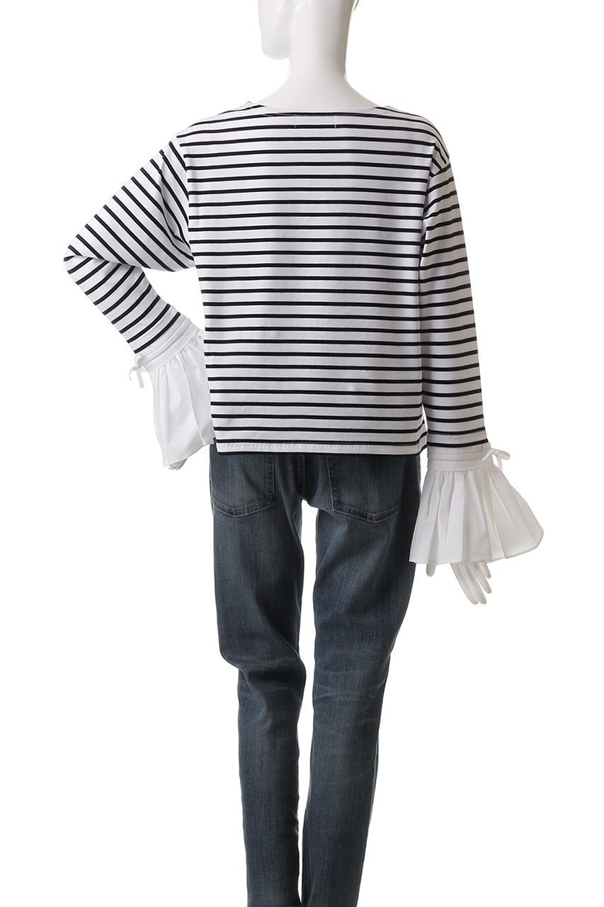 【ウィムガゼット/Whim Gazette】の【THE PAUSE】フレアカフスボーダープルオーバー 人気、トレンドファッション・服の通販 founy(ファニー) ファッション Fashion レディースファッション Fashion for Women トップス・カットソー Cut & Sew Tops シャツ・ブラウス・オフィスカジュアル Elegant Blouses & Button-Ups ロングTシャツ・Tシャツ Longline T-Shirts & Tees カジュアルプルオーバー・ニットトップス Pullovers & Knit Tops / Casual Pullovers カットソー・ベーシックTシャツ Cut-and-Sewn Tops / Stretch Tees & Basics カットソー Cut and Sewn Top ジャケット Jacket, Outerwear スリーブ Sleeve, Long Sleeve / Short Sleeve ドッキング Docking, Mixed Material フレア Flare, Flared ボーダー Border, Stripe ロング Long, Long-Length other-4|ID: prp329100004410917 ipo3291000000032871176