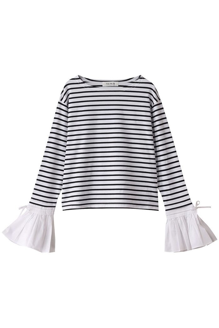 【ウィムガゼット/Whim Gazette】の【THE PAUSE】フレアカフスボーダープルオーバー インテリア・キッズ・メンズ・レディースファッション・服の通販 founy(ファニー) https://founy.com/ ファッション Fashion レディースファッション Fashion for Women トップス・カットソー Cut & Sew Tops シャツ・ブラウス・オフィスカジュアル Elegant Blouses & Button-Ups ロングTシャツ・Tシャツ Longline T-Shirts & Tees カジュアルプルオーバー・ニットトップス Pullovers & Knit Tops / Casual Pullovers カットソー・ベーシックTシャツ Cut-and-Sewn Tops / Stretch Tees & Basics カットソー Cut and Sewn Top ジャケット Jacket, Outerwear スリーブ Sleeve, Long Sleeve / Short Sleeve ドッキング Docking, Mixed Material フレア Flare, Flared ボーダー Border, Stripe ロング Long, Long-Length |ID: prp329100004410917 ipo3291000000036149059