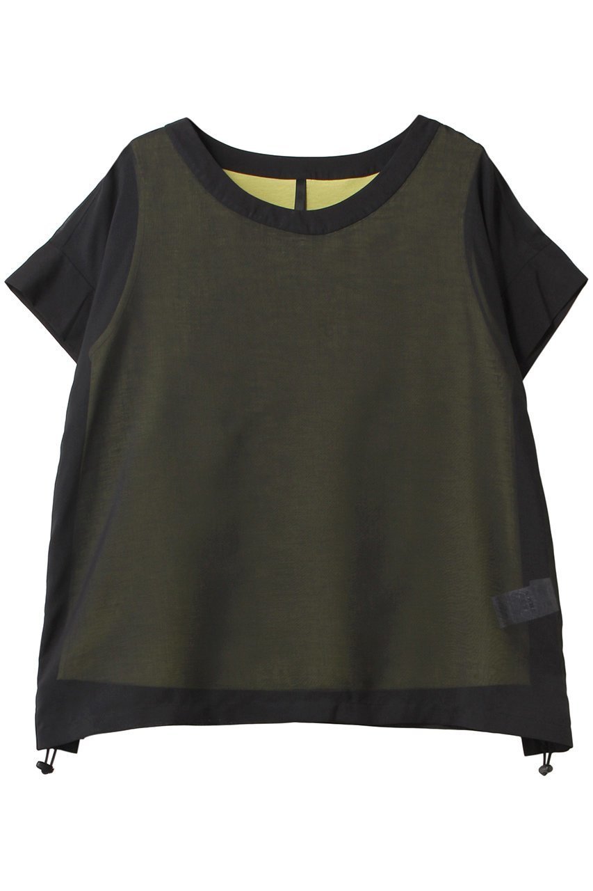 【ピアッカセッテ/ph7+】のドローストリングプルオーバー インテリア・キッズ・メンズ・レディースファッション・服の通販 founy(ファニー) 　ファッション　Fashion　レディースファッション　Fashion for Women　トップス・カットソー　Cut & Sew Tops　シャツ・ブラウス・オフィスカジュアル　Elegant Blouses & Button-Ups　ロングTシャツ・Tシャツ　Longline T-Shirts & Tees　カジュアルプルオーバー・ニットトップス　Pullovers & Knit Tops / Casual Pullovers　カットソー・ベーシックTシャツ　Cut-and-Sewn Tops / Stretch Tees & Basics　ギャザー　Gathered, Ruffled　シアー　Sheer, See-Through　ショート　Short, Short Length　スリーブ　Sleeve, Long Sleeve / Short Sleeve　ドッキング　Docking, Mixed Material　ハーフ　Half, Half-Length　夏　Summer　春　Spring　S/S・春夏　SS, Spring/Summer, Warm Season　ブラック×イエロー|ID: prp329100004410927 ipo3291000000035891902