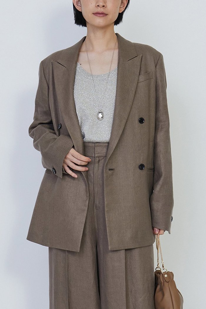 【プルミエ アロンディスモン/1er Arrondissement】のリネンツイルダブルブレストジャケット インテリア・キッズ・メンズ・レディースファッション・服の通販 founy(ファニー) https://founy.com/ ファッション Fashion レディースファッション WOMEN アウター Coat Outerwear ジャケット Jackets ジャケット Jacket ツイル Twill リネン Linen エレガント 上品 Elegant |ID: prp329100004410931 ipo3291000000030802214