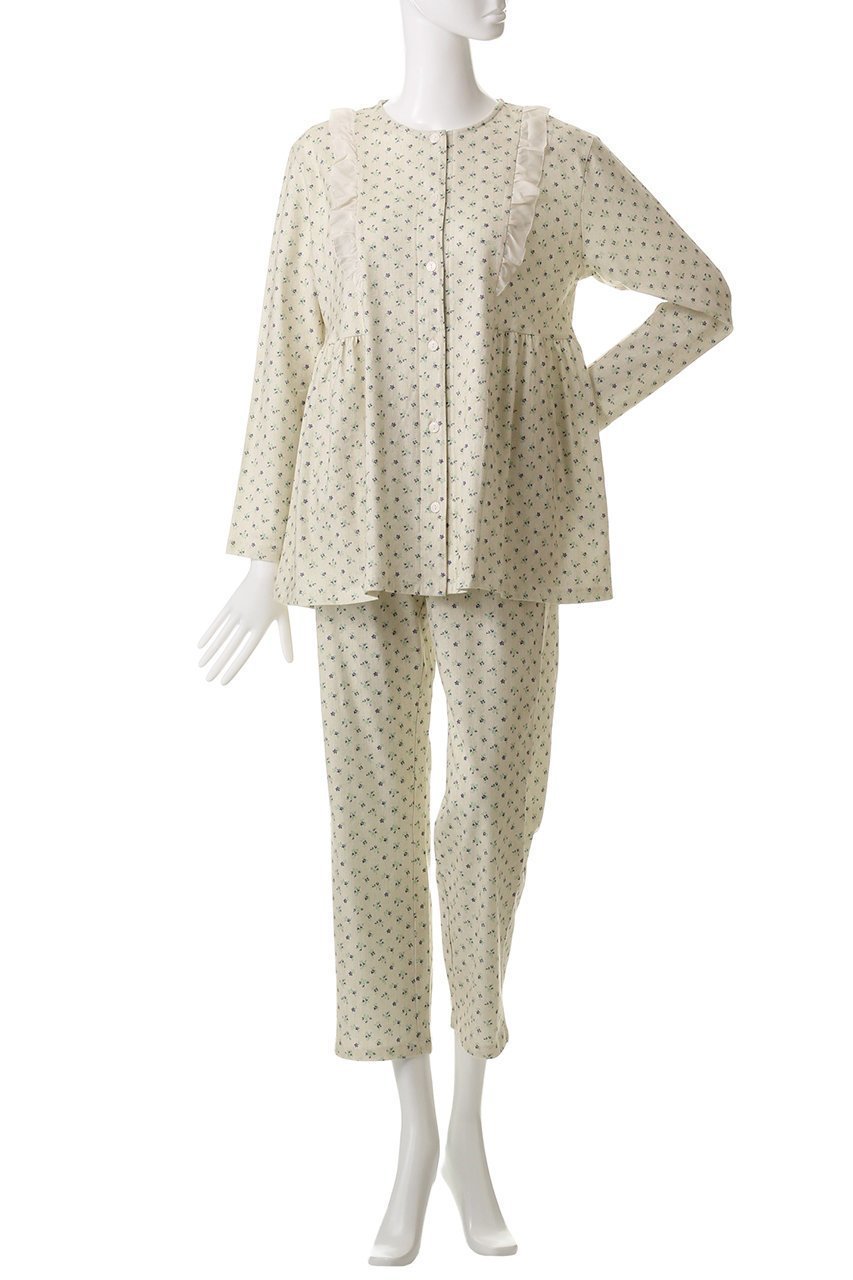 【キッドブルー/KID BLUE】のデニムフラワーPtNパジャマ 人気、トレンドファッション・服の通販 founy(ファニー) 　ファッション　Fashion　レディースファッション　Fashion for Women　ギャザー　Gathered, Ruffled　デニム　Denim, Jeans Material　パジャマ　Pajamas, Sleepwear　フェミニン　Feminine, Girly　フラワー　Flower, Floral　フリル　Frill, Ruffle　プリント　Print, Printed Pattern　other-2|ID: prp329100004410939 ipo3291000000032833549