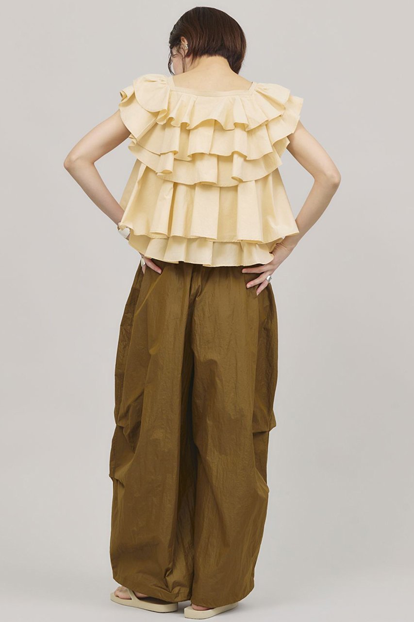 【カレンソロジー/Curensology】のポプリンラッフルブラウス 人気、トレンドファッション・服の通販 founy(ファニー) 　ファッション　Fashion　レディースファッション　Fashion for Women　トップス・カットソー　Cut & Sew Tops　シャツ・ブラウス・オフィスカジュアル　Elegant Blouses & Button-Ups　インド　Indian Textile　ショート　Short, Short Length　スリーブ　Sleeve, Long Sleeve / Short Sleeve　バランス　Balance, Style Balance　フリル　Frill, Ruffle　ボトム　Bottoms, Lower Wear　再入荷　Restock / Back in Stock　other-4|ID: prp329100004410951 ipo3291000000032809917