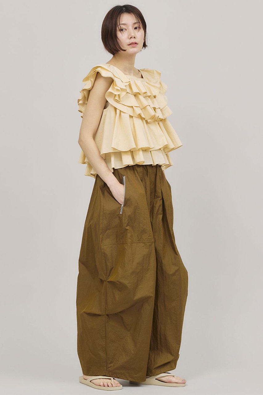 【カレンソロジー/Curensology】のポプリンラッフルブラウス 人気、トレンドファッション・服の通販 founy(ファニー) 　ファッション　Fashion　レディースファッション　Fashion for Women　トップス・カットソー　Cut & Sew Tops　シャツ・ブラウス・オフィスカジュアル　Elegant Blouses & Button-Ups　インド　Indian Textile　ショート　Short, Short Length　スリーブ　Sleeve, Long Sleeve / Short Sleeve　バランス　Balance, Style Balance　フリル　Frill, Ruffle　ボトム　Bottoms, Lower Wear　再入荷　Restock / Back in Stock　other-5|ID: prp329100004410951 ipo3291000000032809918