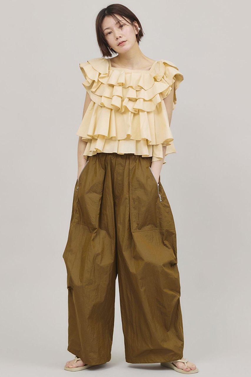 【カレンソロジー/Curensology】のポプリンラッフルブラウス 人気、トレンドファッション・服の通販 founy(ファニー) 　ファッション　Fashion　レディースファッション　Fashion for Women　トップス・カットソー　Cut & Sew Tops　シャツ・ブラウス・オフィスカジュアル　Elegant Blouses & Button-Ups　インド　Indian Textile　ショート　Short, Short Length　スリーブ　Sleeve, Long Sleeve / Short Sleeve　バランス　Balance, Style Balance　フリル　Frill, Ruffle　ボトム　Bottoms, Lower Wear　再入荷　Restock / Back in Stock　other-6|ID: prp329100004410951 ipo3291000000032809919