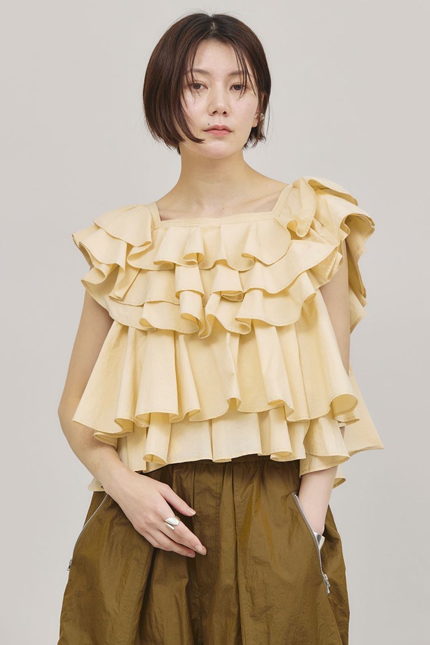 【カレンソロジー/Curensology】のポプリンラッフルブラウス 人気、トレンドファッション・服の通販 founy(ファニー) 　ファッション　Fashion　レディースファッション　Fashion for Women　トップス・カットソー　Cut & Sew Tops　シャツ・ブラウス・オフィスカジュアル　Elegant Blouses & Button-Ups　インド　Indian Textile　ショート　Short, Short Length　スリーブ　Sleeve, Long Sleeve / Short Sleeve　バランス　Balance, Style Balance　フリル　Frill, Ruffle　ボトム　Bottoms, Lower Wear　再入荷　Restock / Back in Stock　other-8|ID: prp329100004410951 ipo3291000000032809921