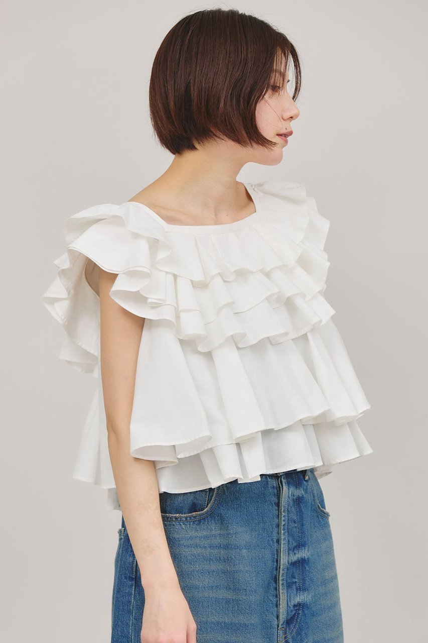 【カレンソロジー/Curensology】のポプリンラッフルブラウス 人気、トレンドファッション・服の通販 founy(ファニー) 　ファッション　Fashion　レディースファッション　Fashion for Women　トップス・カットソー　Cut & Sew Tops　シャツ・ブラウス・オフィスカジュアル　Elegant Blouses & Button-Ups　インド　Indian Textile　ショート　Short, Short Length　スリーブ　Sleeve, Long Sleeve / Short Sleeve　バランス　Balance, Style Balance　フリル　Frill, Ruffle　ボトム　Bottoms, Lower Wear　other-2|ID: prp329100004410951 ipo3291000000033663094