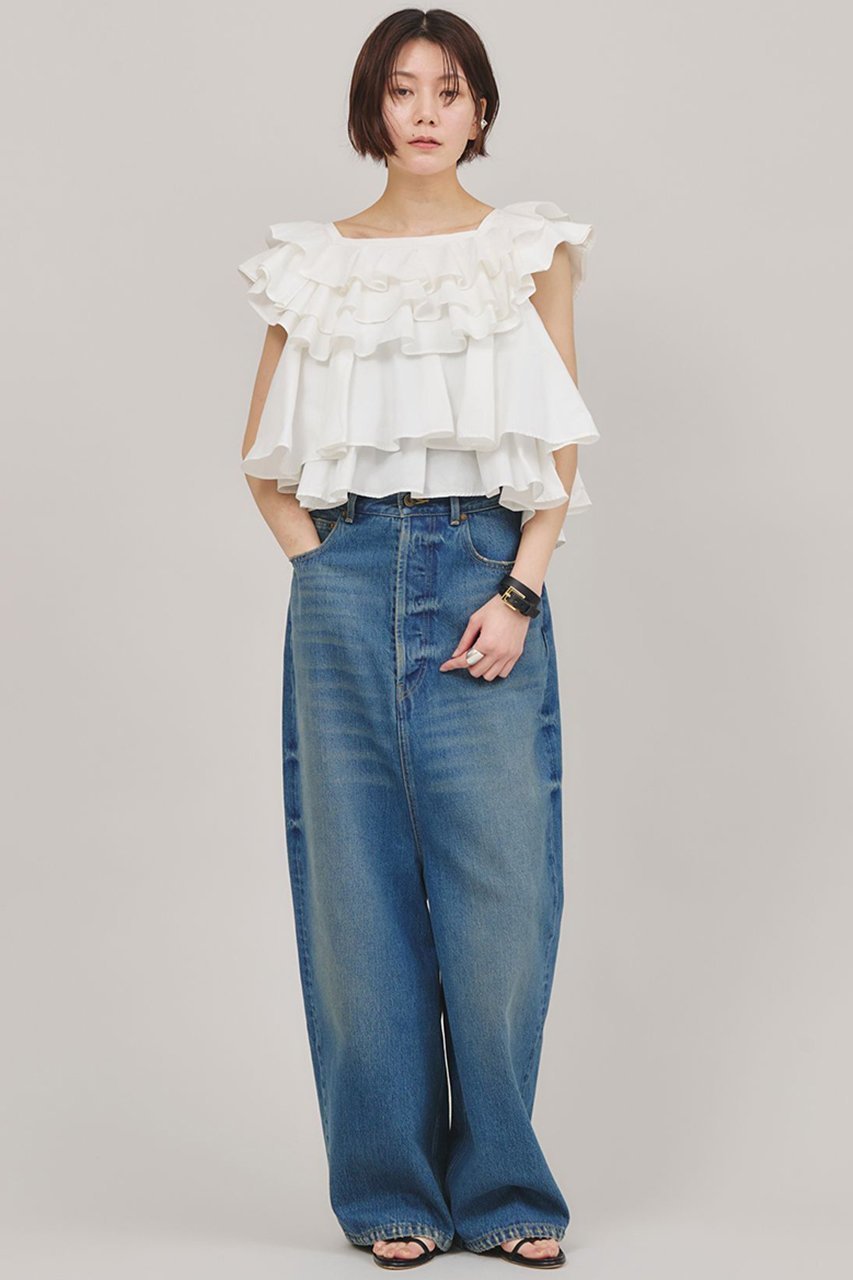 【カレンソロジー/Curensology】のポプリンラッフルブラウス 人気、トレンドファッション・服の通販 founy(ファニー) 　ファッション　Fashion　レディースファッション　Fashion for Women　トップス・カットソー　Cut & Sew Tops　シャツ・ブラウス・オフィスカジュアル　Elegant Blouses & Button-Ups　インド　Indian Textile　ショート　Short, Short Length　スリーブ　Sleeve, Long Sleeve / Short Sleeve　バランス　Balance, Style Balance　フリル　Frill, Ruffle　ボトム　Bottoms, Lower Wear　other-4|ID: prp329100004410951 ipo3291000000033663102