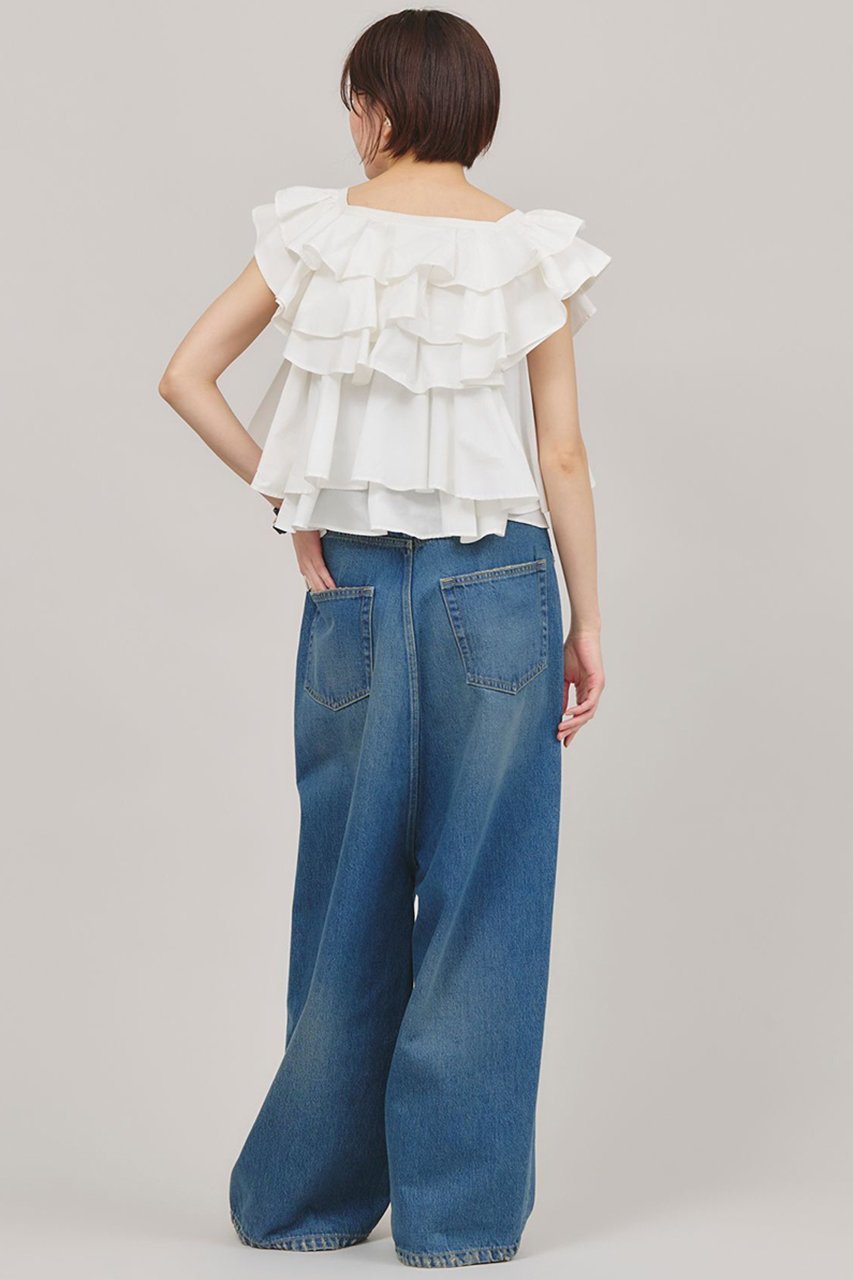 【カレンソロジー/Curensology】のポプリンラッフルブラウス 人気、トレンドファッション・服の通販 founy(ファニー) 　ファッション　Fashion　レディースファッション　Fashion for Women　トップス・カットソー　Cut & Sew Tops　シャツ・ブラウス・オフィスカジュアル　Elegant Blouses & Button-Ups　インド　Indian Textile　ショート　Short, Short Length　スリーブ　Sleeve, Long Sleeve / Short Sleeve　バランス　Balance, Style Balance　フリル　Frill, Ruffle　ボトム　Bottoms, Lower Wear　other-6|ID: prp329100004410951 ipo3291000000033663108