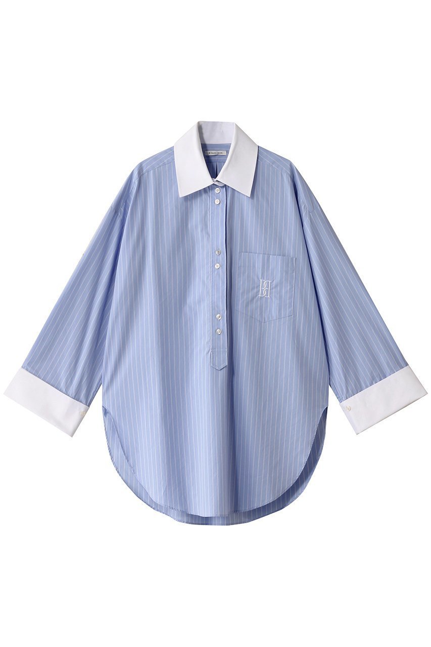 【バイ マレーネ ビルガー/BY MALENE BIRGER】のMAYE チューニックスタイルシャツ インテリア・キッズ・メンズ・レディースファッション・服の通販 founy(ファニー) 　ファッション　Fashion　レディースファッション　Fashion for Women　トップス・カットソー　Cut & Sew Tops　シャツ・ブラウス・オフィスカジュアル　Elegant Blouses & Button-Ups　カフス　Cuff Design　クラシック　Classic, Timeless Style　ストライプ　Stripe, Striped Pattern　スリーブ　Sleeve, Long Sleeve / Short Sleeve　ポケット　Pocket, Pocket Detail　リラックス　Relax, Relaxed Fit　ロング　Long, Long-Length　ワイド　Wide, Wide Fit　エレガント 上品　Elegant　ブルー ストライプ|ID: prp329100004410953 ipo3291000000032907677