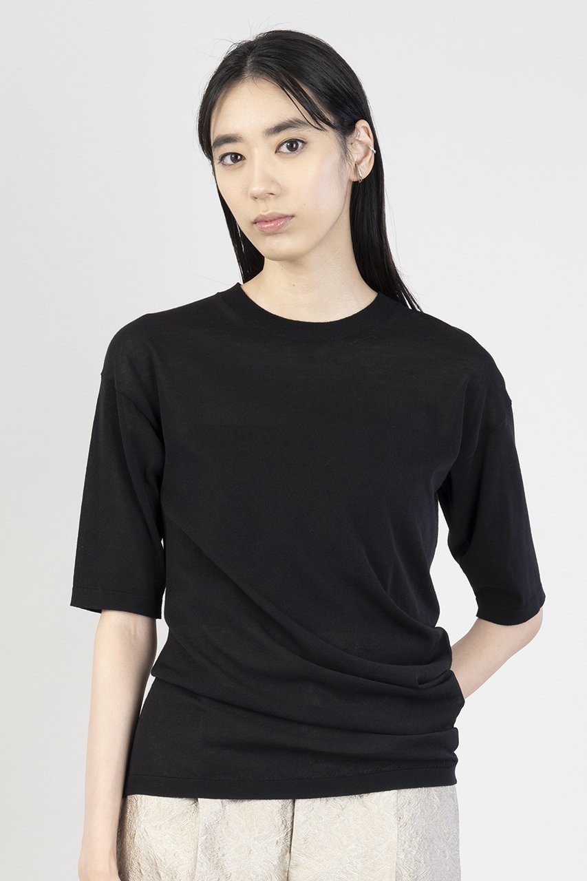 【エステータ/esteta】のシアーニット 5分袖ドレープ 人気、トレンドファッション・服の通販 founy(ファニー) 　ファッション　Fashion　レディースファッション　Fashion for Women　トップス・カットソー　Cut & Sew Tops　ニット　Knit Tops & Sweaters　カジュアルプルオーバー・ニットトップス　Pullovers & Knit Tops / Casual Pullovers　エレガント 上品　Elegant　シンプル　Simple, Minimal　ドレープ　Drape, Draping Fabric　フィット　Fit, Slim Fit　夏　Summer　春　Spring　S/S・春夏　SS, Spring/Summer, Warm Season　other-7|ID: prp329100004410956 ipo3291000000032944634