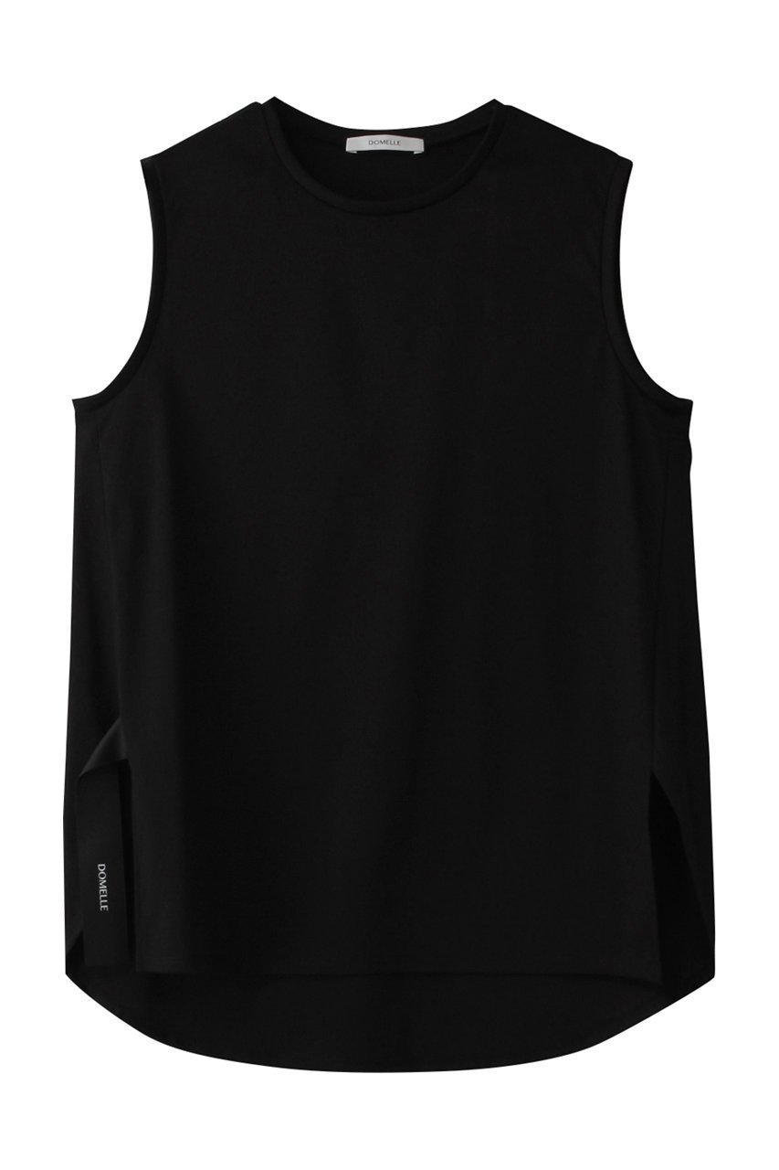 【ドメル/DOMELLE】のベーシック スリーブレス トップス インテリア・キッズ・メンズ・レディースファッション・服の通販 founy(ファニー) 　ファッション　Fashion　レディースファッション　Fashion for Women　トップス・カットソー　Cut & Sew Tops　キャミソール&ノースリーブ　Camisoles & Sleeveless Tops　シャツ・ブラウス・オフィスカジュアル　Elegant Blouses & Button-Ups　ロングTシャツ・Tシャツ　Longline T-Shirts & Tees　カットソー・ベーシックTシャツ　Cut-and-Sewn Tops / Stretch Tees & Basics　インナー　Innerwear　キャミソール　Camisole, Spaghetti Strap Top　シルケット　Silket, Silky Cotton　シンプル　Simple, Minimal　ジャケット　Jacket, Outerwear　スリーブ　Sleeve, Long Sleeve / Short Sleeve　タンク　Tank Top, Sleeveless Top　ノースリーブ　Sleeveless, No-Sleeve　プリント　Print, Printed Pattern　ベーシック　Basic, Essential　ブラック|ID: prp329100004410964 ipo3291000000032796788