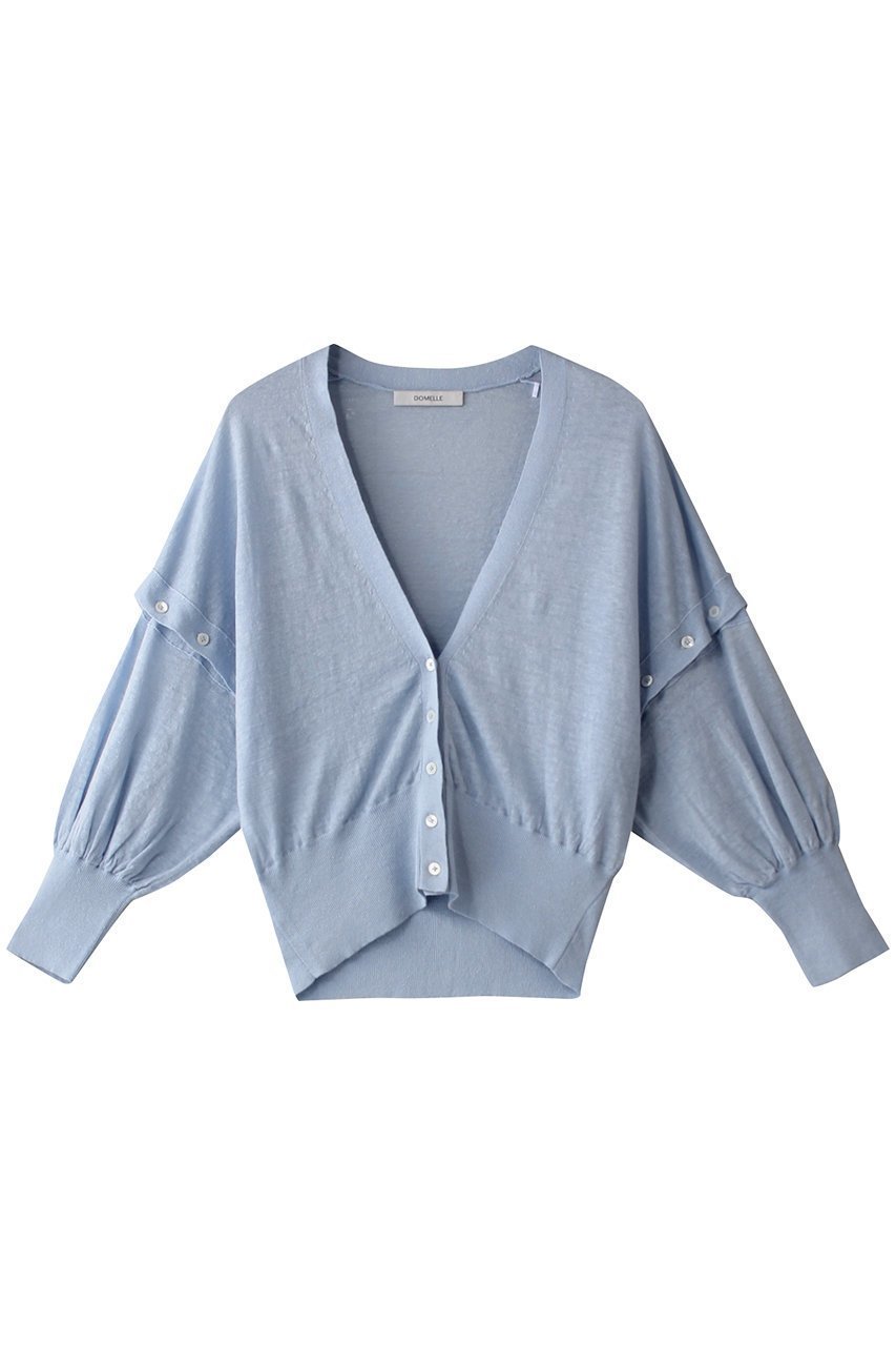 【ドメル/DOMELLE】のリネンニット カーディガン インテリア・キッズ・メンズ・レディースファッション・服の通販 founy(ファニー) 　ファッション　Fashion　レディースファッション　Fashion for Women　トップス・カットソー　Cut & Sew Tops　ニット　Knit Tops & Sweaters　カーディガン・羽織り　Layered Style Cardigans　カーディガン　Cardigan, Knitwear　ショート　Short, Short Length　ドレス　Dress, One-Piece　ノースリーブ　Sleeveless, No-Sleeve　フランス　France, French　リネン　Linen, Linen Fabric　サックス|ID: prp329100004410967 ipo3291000000032944501