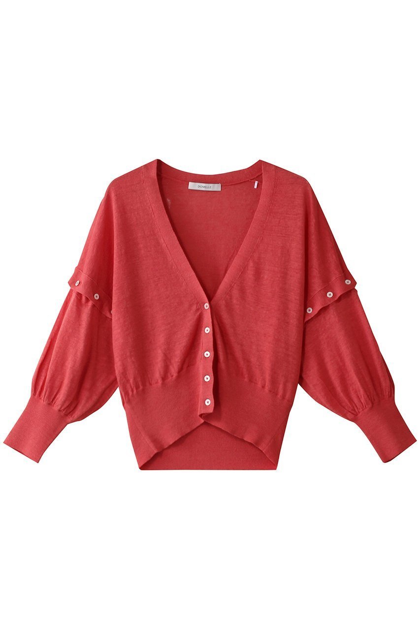【ドメル/DOMELLE】のリネンニット カーディガン インテリア・キッズ・メンズ・レディースファッション・服の通販 founy(ファニー) 　ファッション　Fashion　レディースファッション　Fashion for Women　トップス・カットソー　Cut & Sew Tops　ニット　Knit Tops & Sweaters　カーディガン・羽織り　Layered Style Cardigans　カーディガン　Cardigan, Knitwear　ショート　Short, Short Length　ドレス　Dress, One-Piece　ノースリーブ　Sleeveless, No-Sleeve　フランス　France, French　リネン　Linen, Linen Fabric　コーラル|ID: prp329100004410967 ipo3291000000032944508